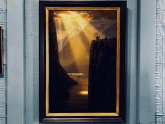 "Farewell" Vertical Landscape Oil Painting, Signed & Framed 54.2 x 38.5 inches