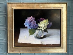 My Hydrangeas, Oil on Copper Panel, Signed, 21.5 x 25.5 Framed
