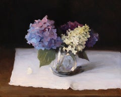 My Hydrangeas, Oil on Copper Panel, Signed, 21.5 x 25.5 Framed