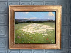 „Wildblumen im Mai“ – Ölgemälde auf Kupfer, 16 x 20 Zoll, Querformat, signiert, gerahmt