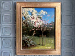 "Spring in the Allotment" Oil Painting on Copper, 20x16inch, Signed, Framed