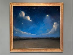 « As the Stars Align » : peinture à l'huile sur laiton, 35,5 x 39,5 pouces, signée et encadrée