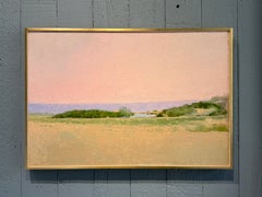 « Soir d'été à Wainscott Pond », 24 x 36 pouces, style tonaliste et impressionniste, peinture à l'huile