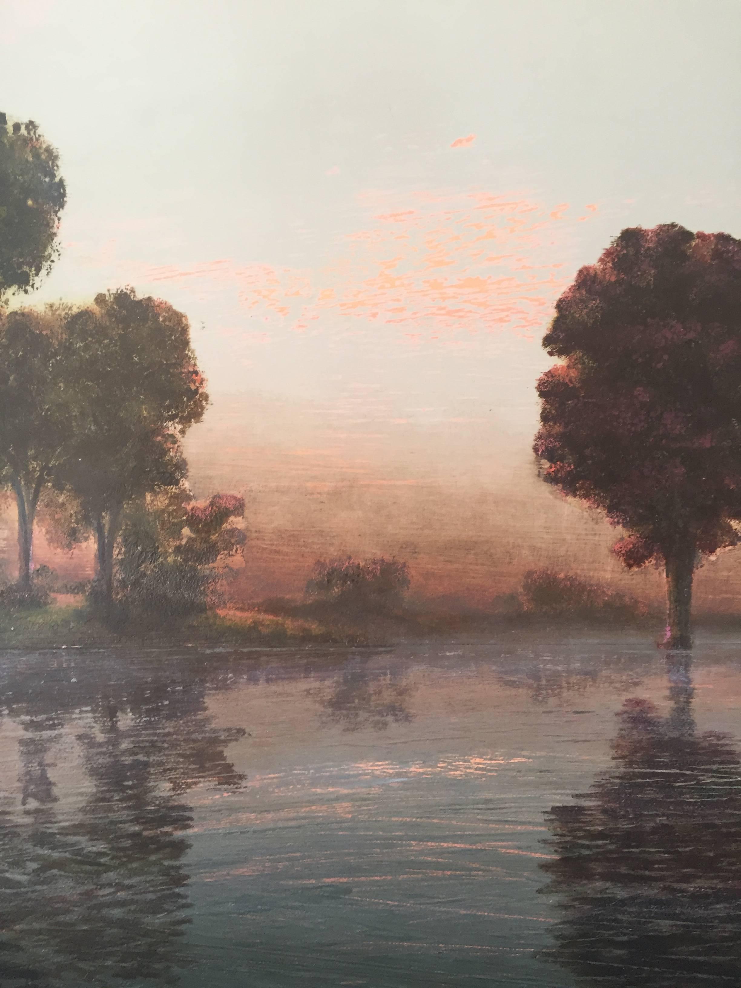 Flooded River  Rose Dawn - Painting by Stephen Hannock