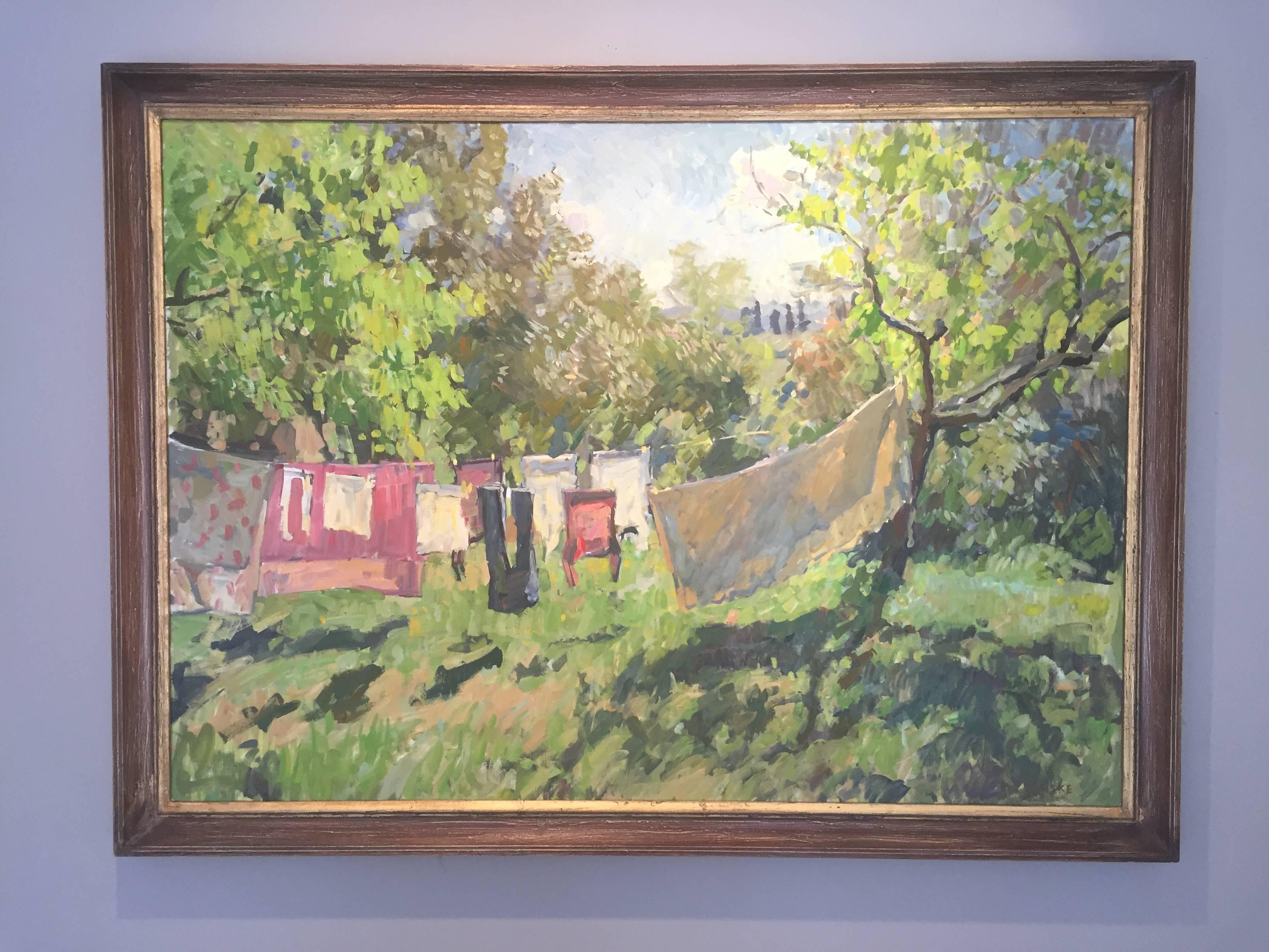 Laundry on the Line - Painting by Ben Fenske