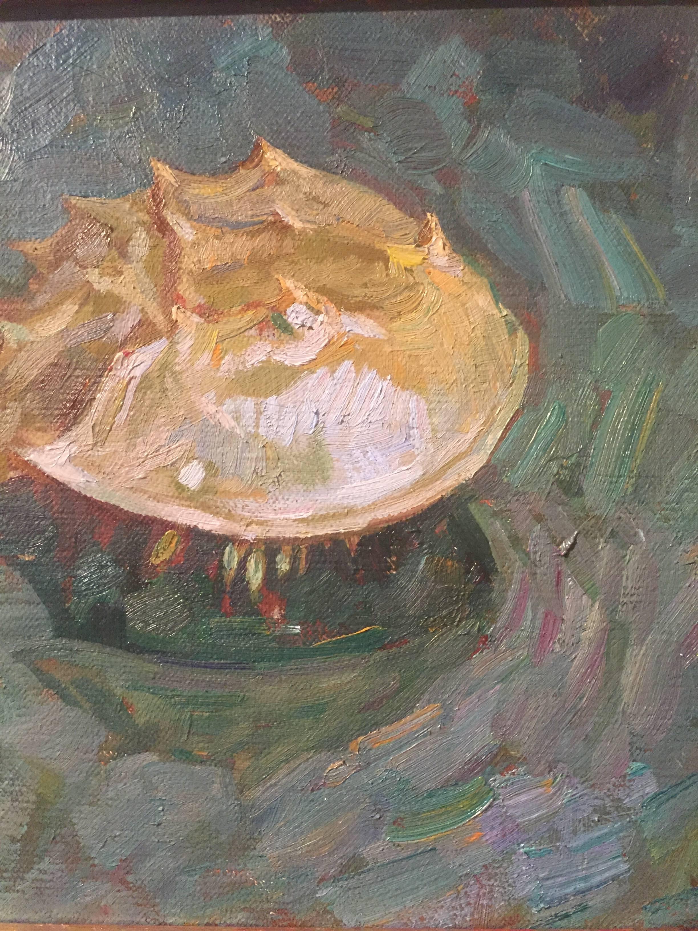 Horseshoe Crab, Green - American Impressionist Painting by Ben Fenske