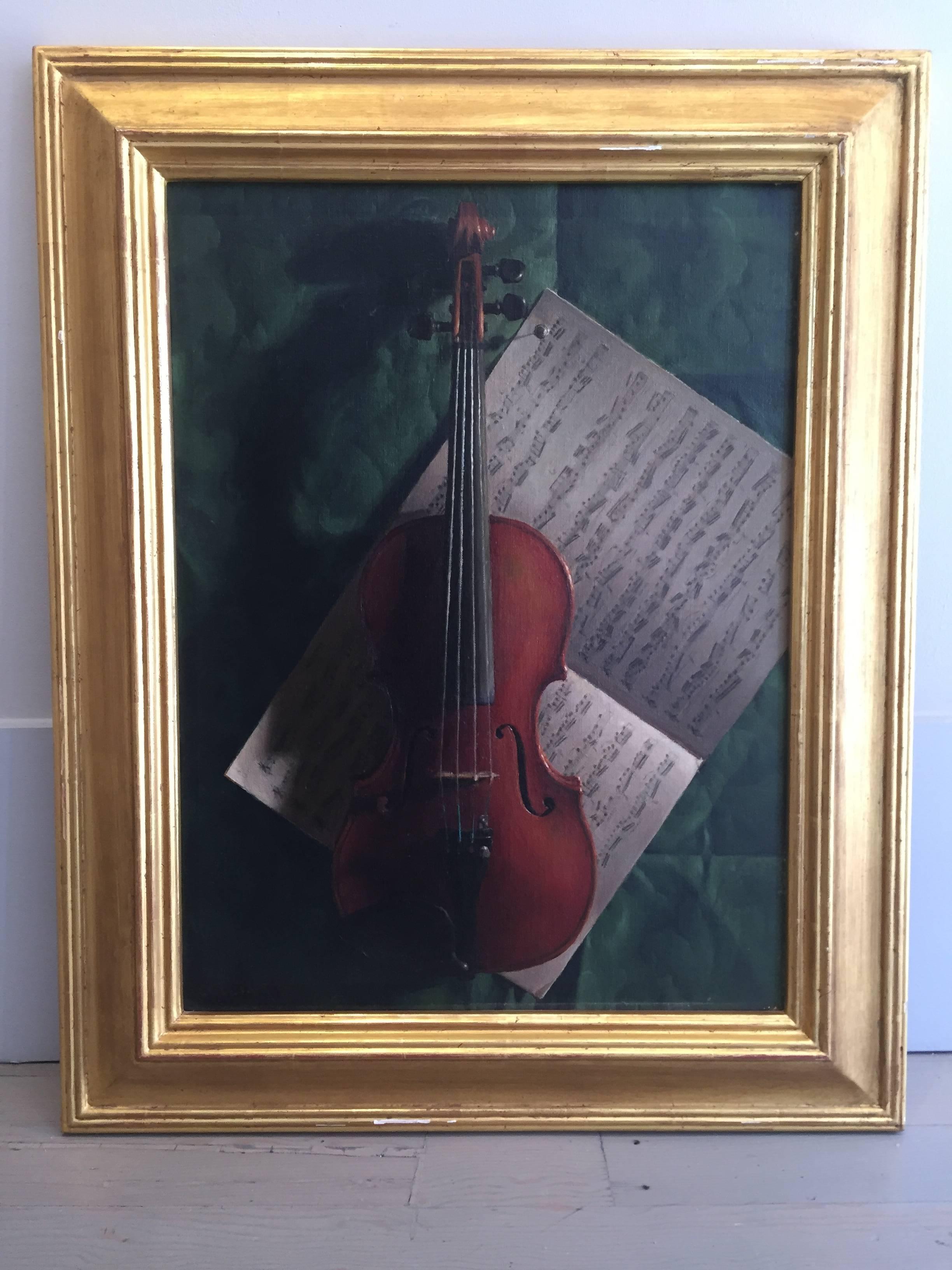 Violin and Music - Painting by Jacob Collins