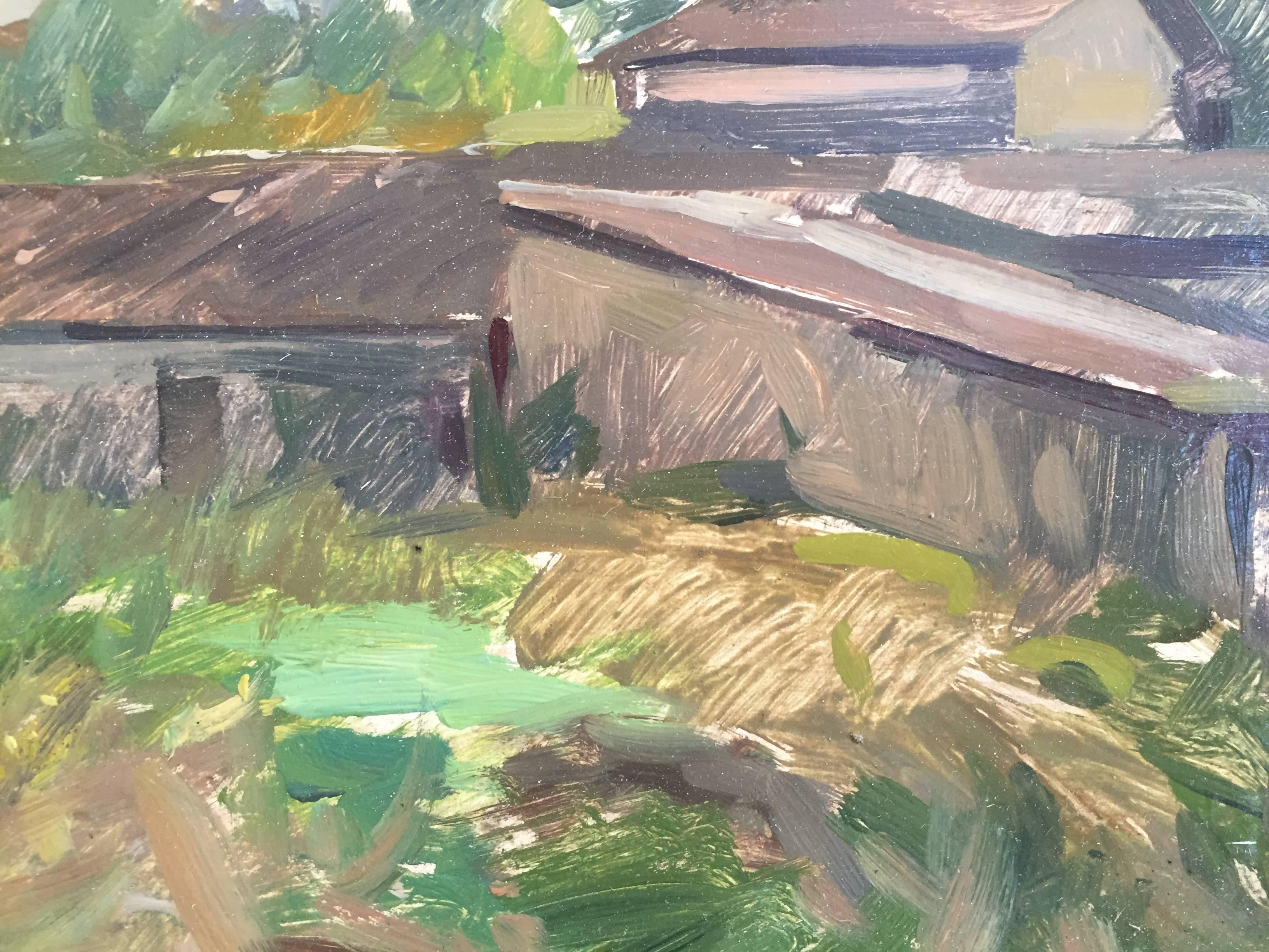 ¡Un cuadro en plein air de un pintor pintando en plein air! Dalessio pinta una casa italiana en el campo, con un exuberante primer plano verde. Otro pintor, (Ben Fenske) pinta la misma escena, unos metros más adelante.

Marc Dalessio nació en 1972