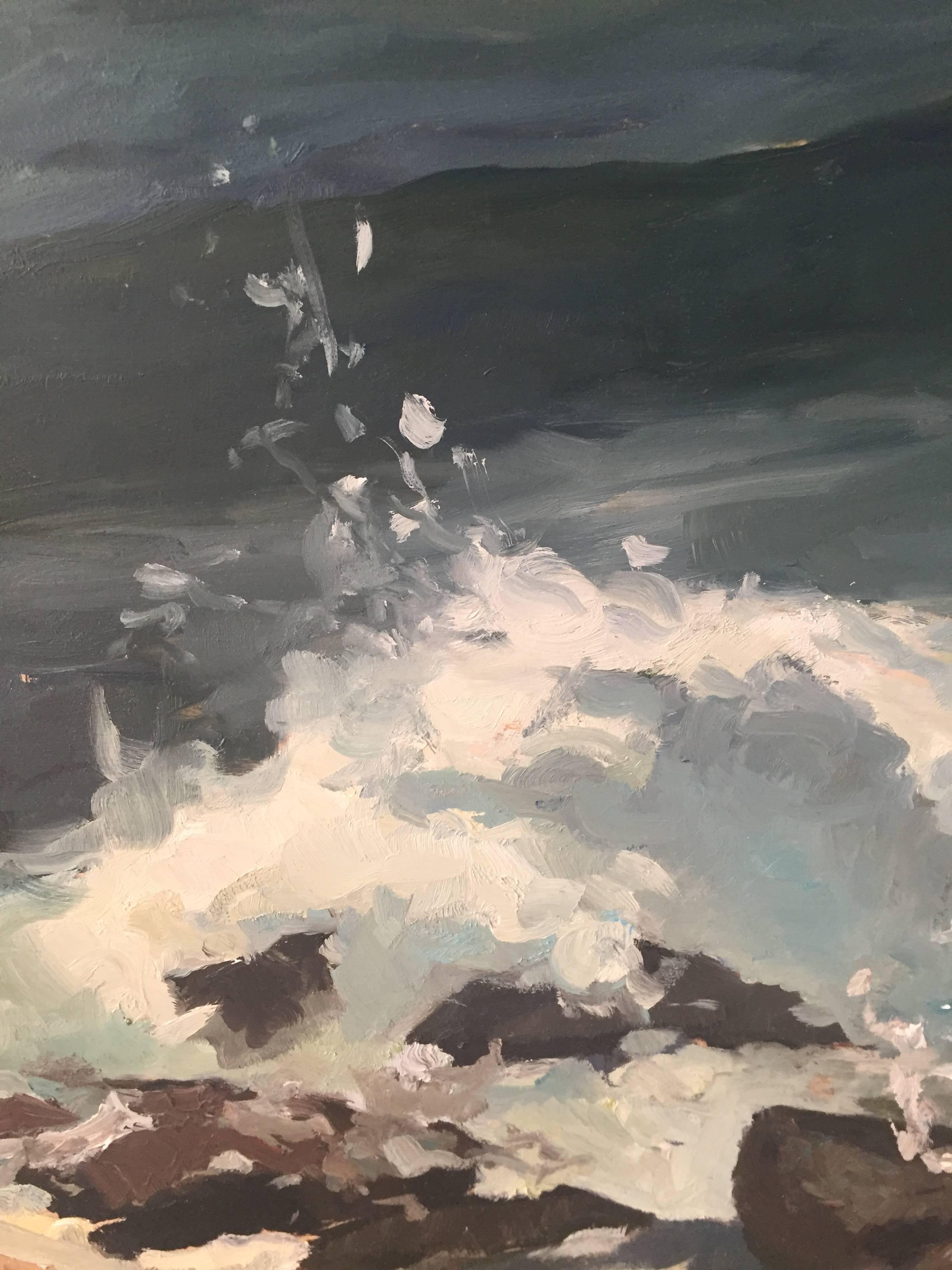 Montauk Rocks - American Impressionist Painting by Edwina Lucas
