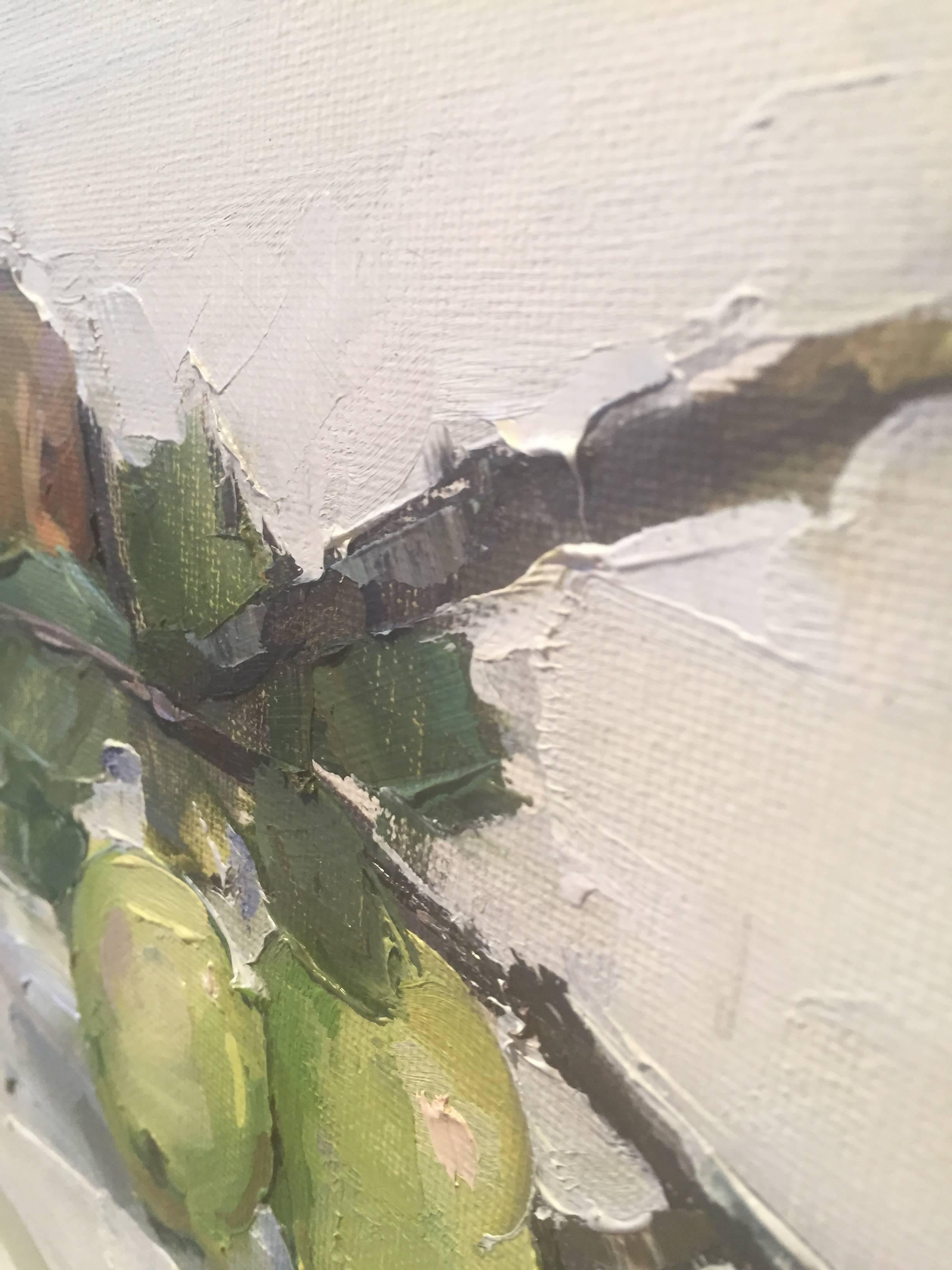 Peras asiáticas - Still-Life Painting Beige de Beth Rundquist