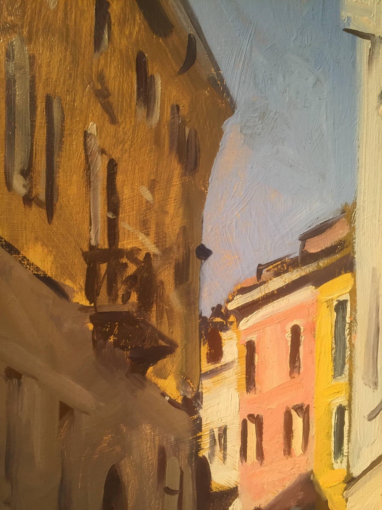 Street in Varese - Gray Landscape Painting by Marc Dalessio