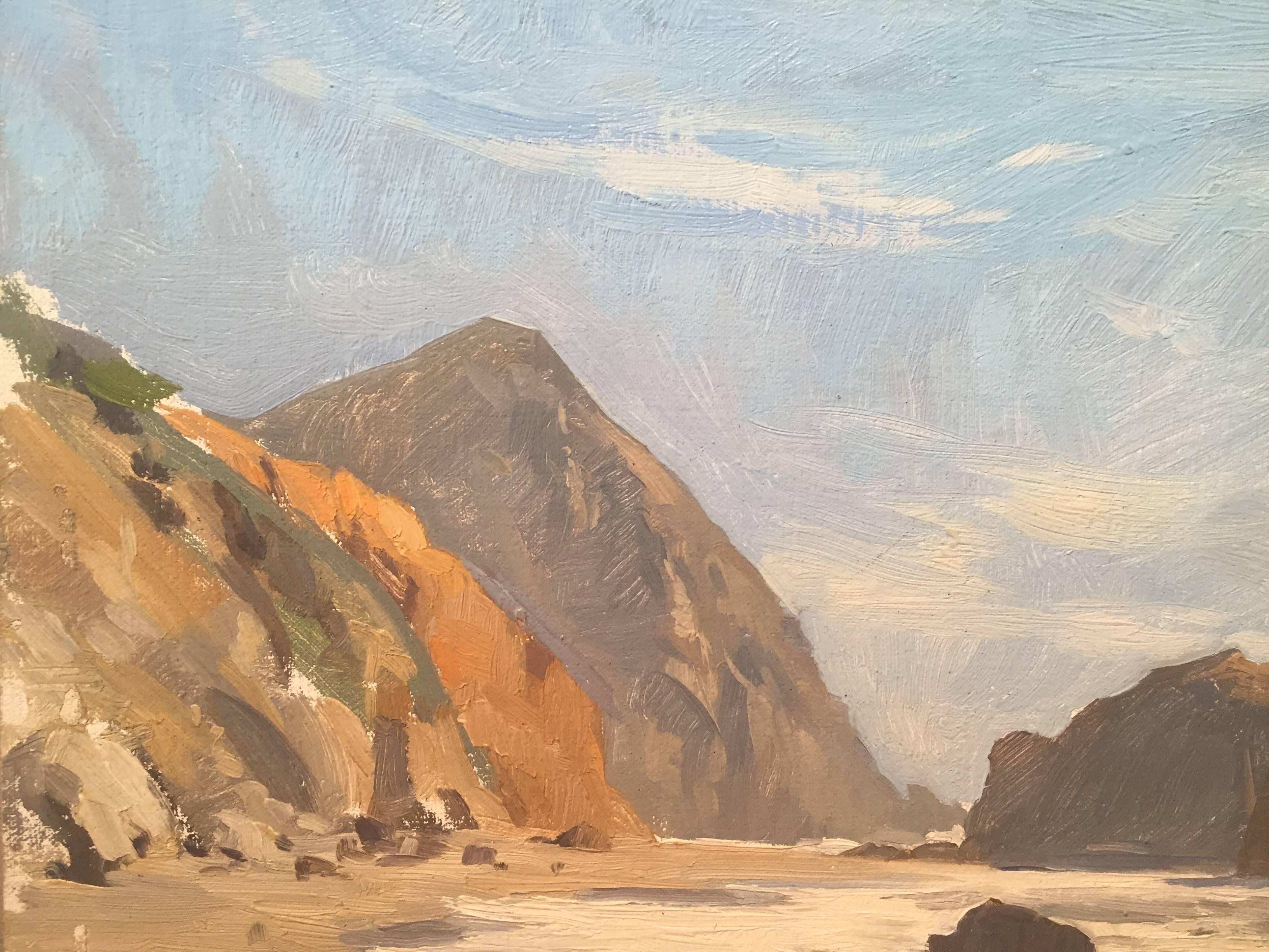 Pfeiffer Beach - Gray Landscape Painting by Marc Dalessio