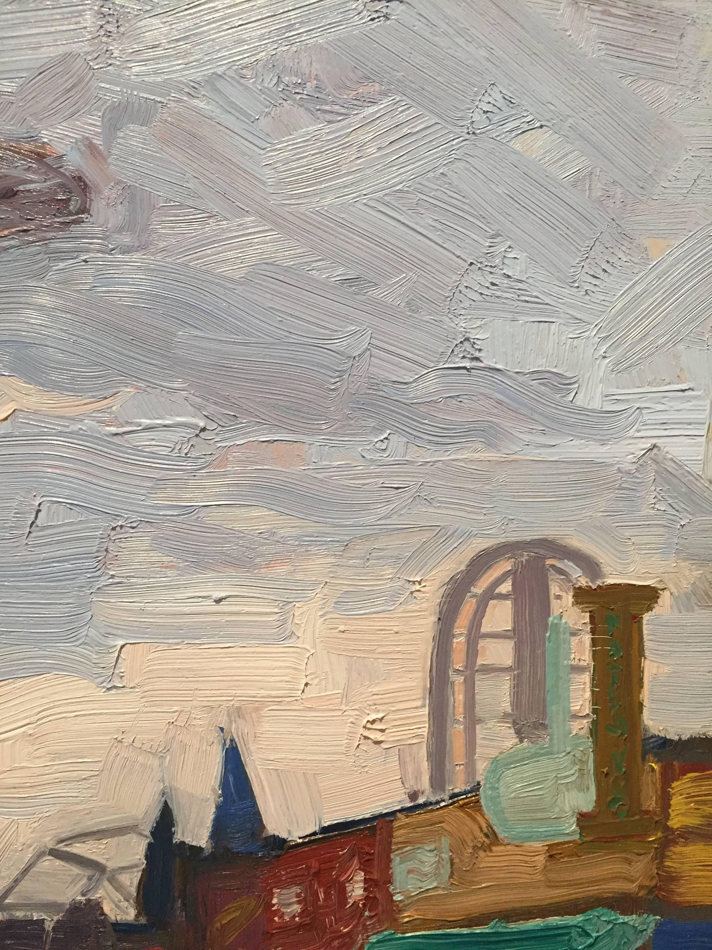 Coney Island Boardwalk - American Impressionist Painting by Benjamin Lussier