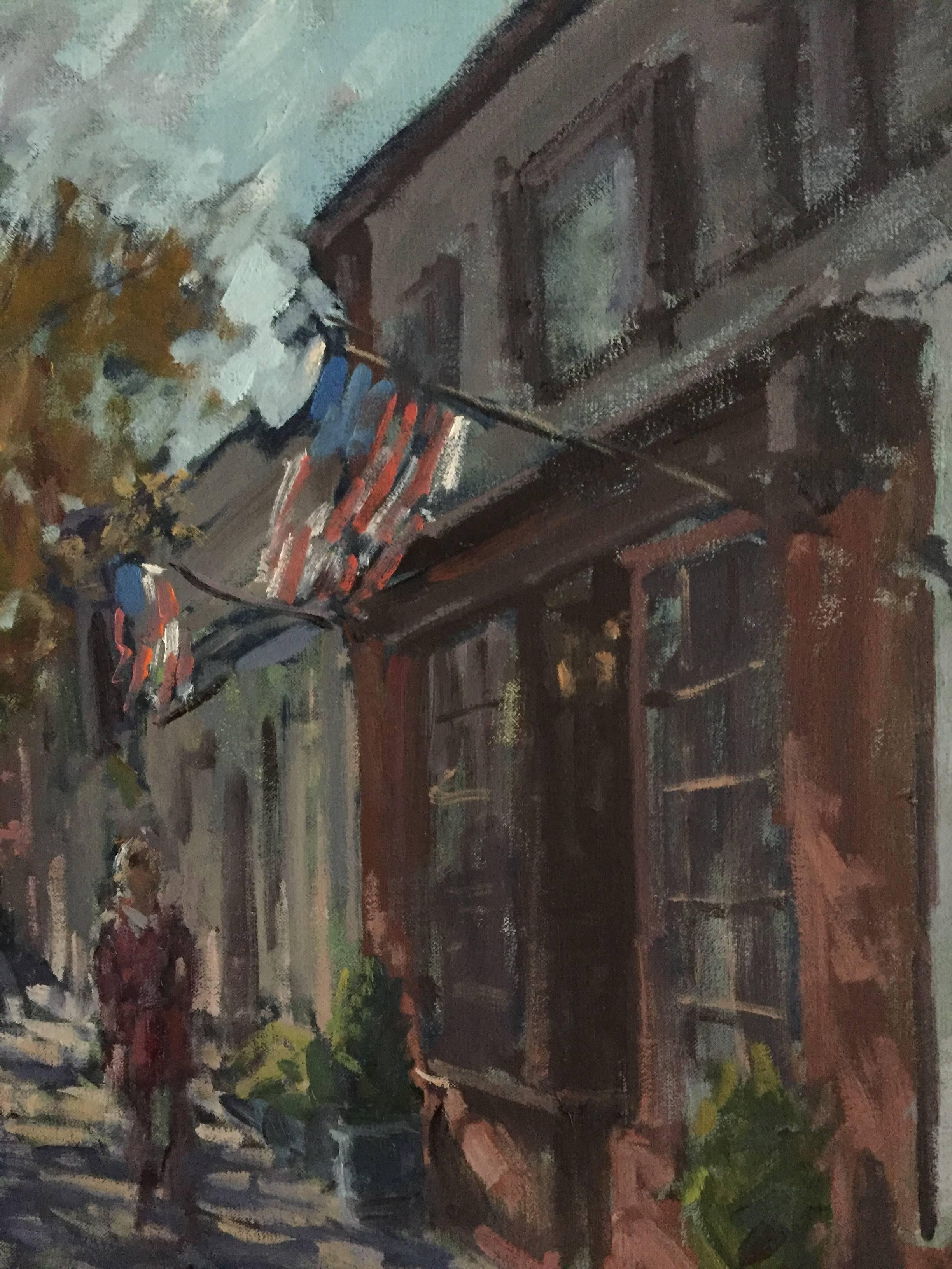 Bibliothèque, Main Street - Impressionnisme Painting par Viktor Butko