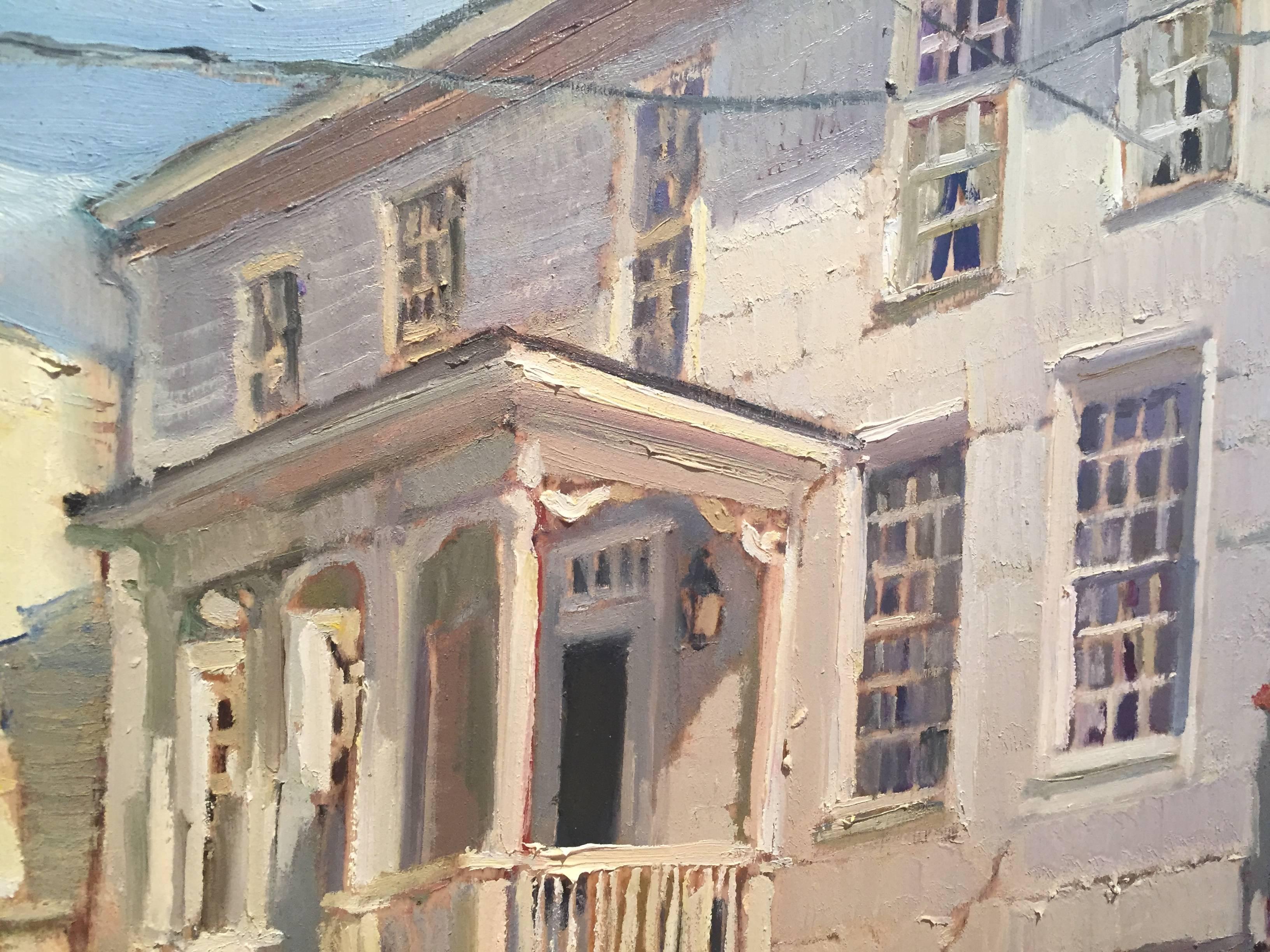 Latham House - Gray Landscape Painting by Maryann Lucas