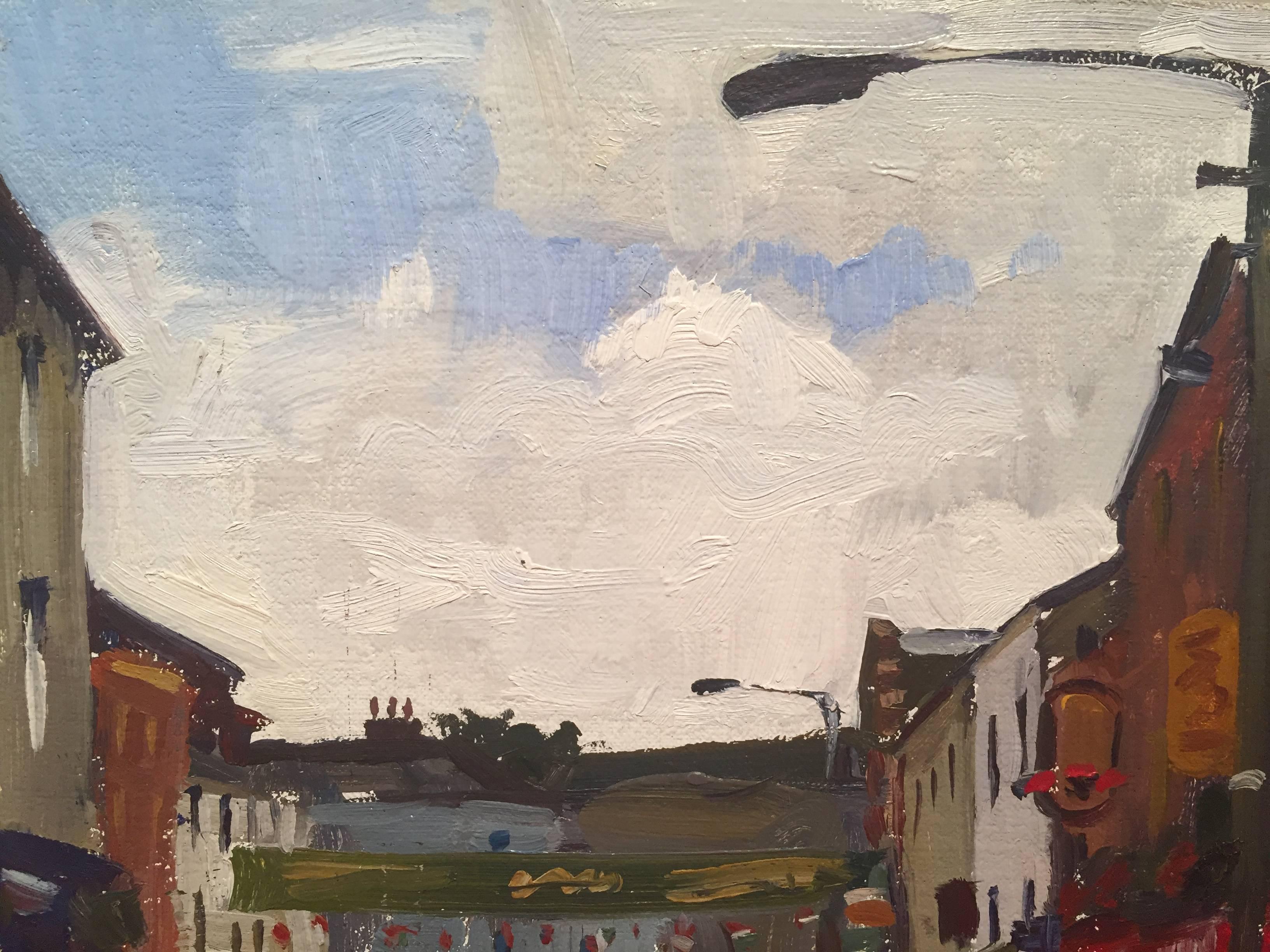 Dipinto en plein air, a Wexford, in Irlanda, una strada colorata di negozi e vetrine. I rossi spiccano in questa giornata parzialmente soleggiata. Le persone sparse per le strade sono dipinte con le linee più semplici.

Marc Dalessio è nato nel 1972