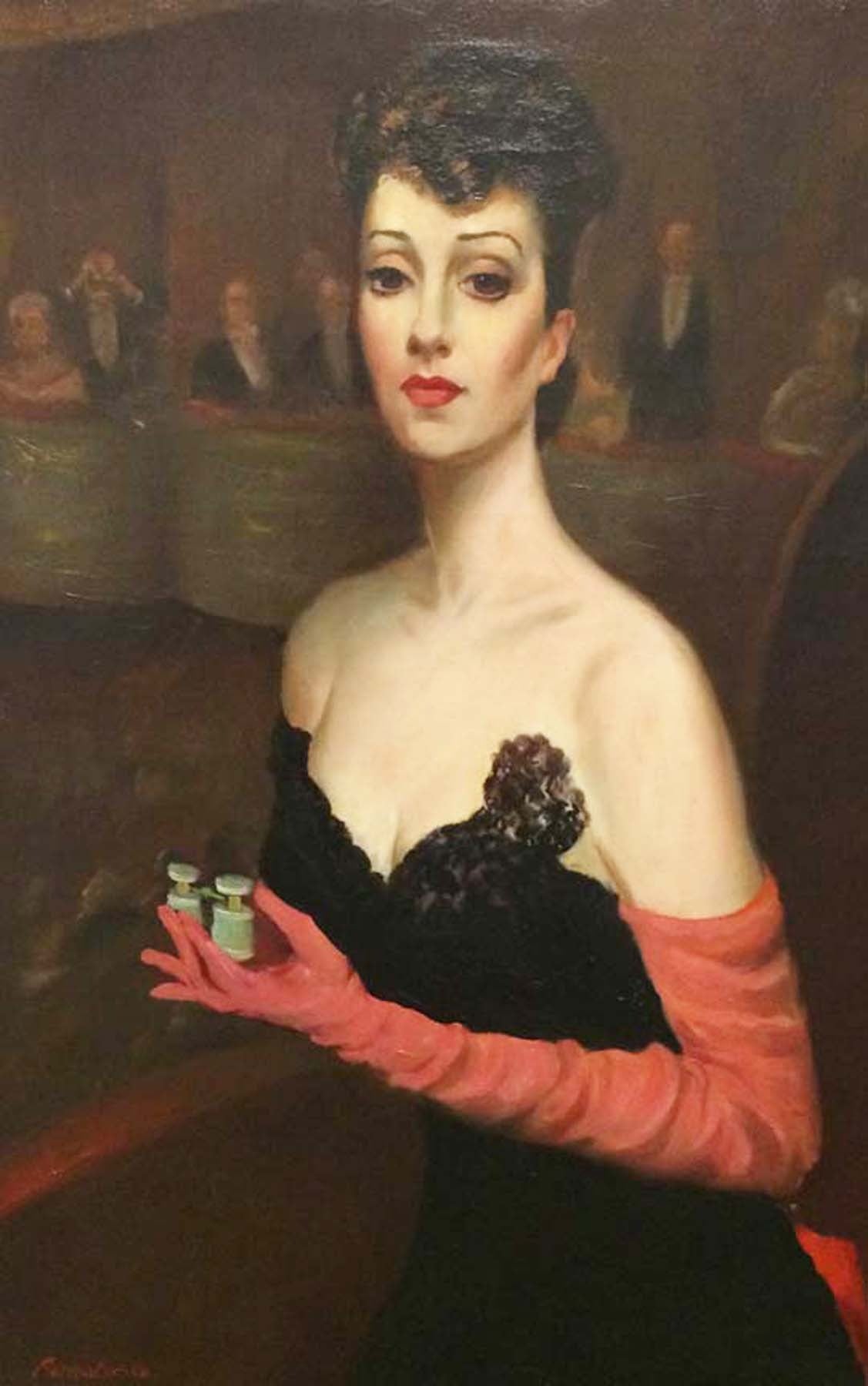 Rudolf Anton Bernatschke Portrait Painting - At the Opera
