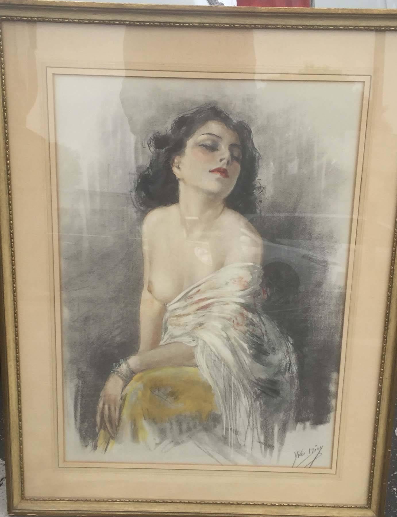 Art Deco French Nude - Painting by Yves Diey