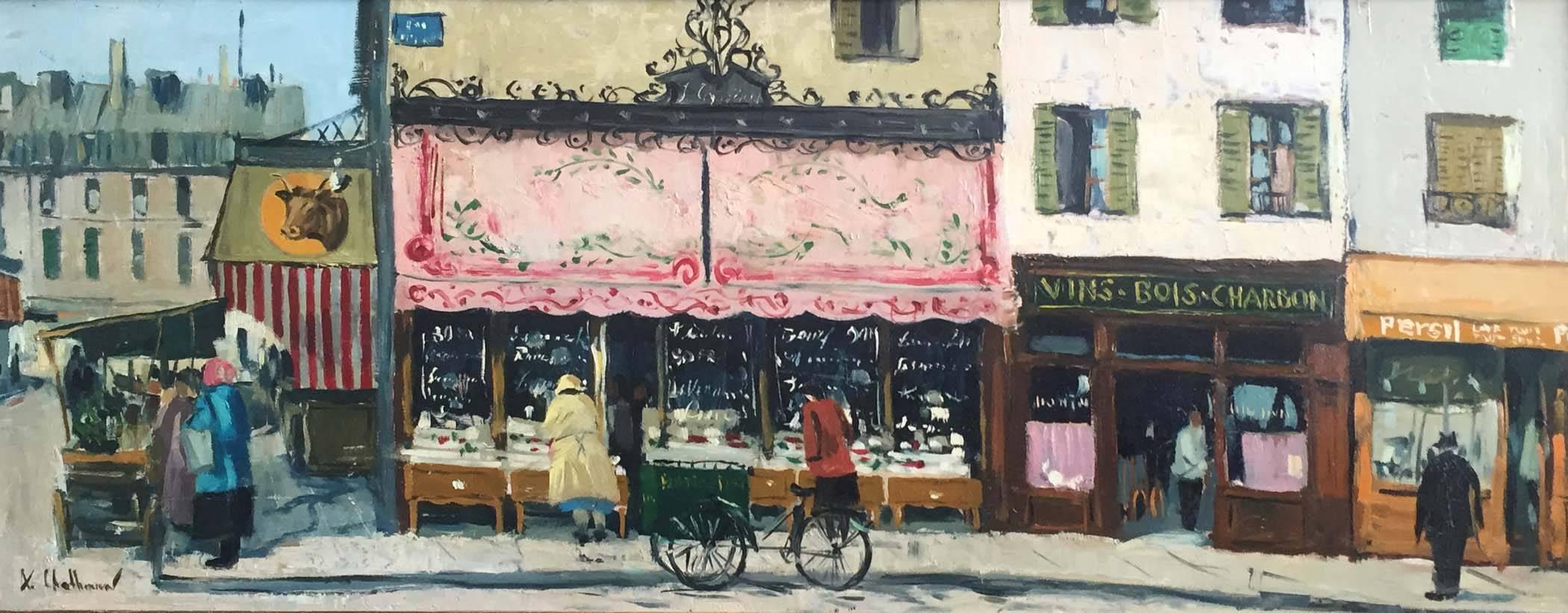 Unknown Figurative Painting - Paris Street Scene