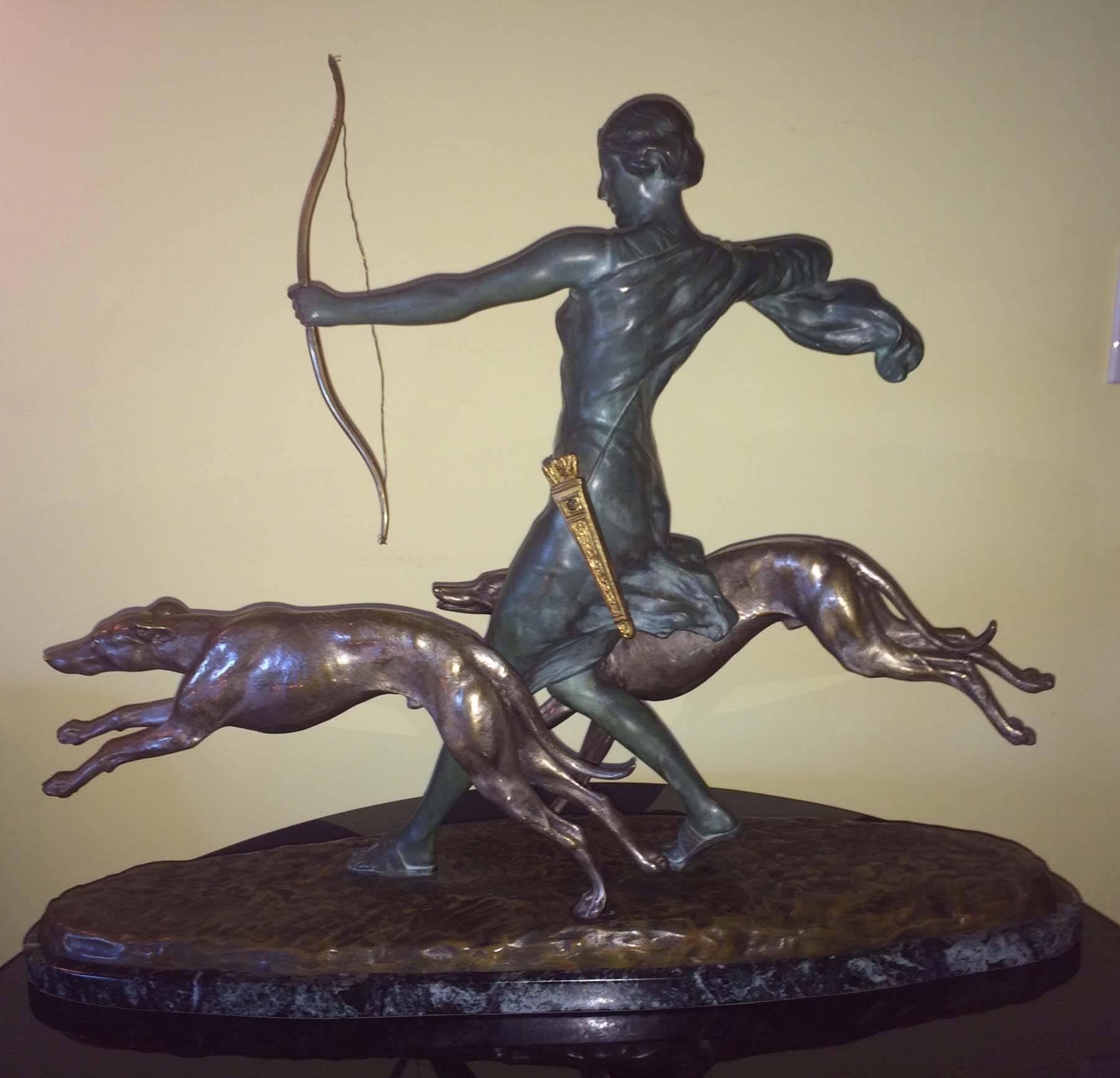 Diana the Hunter - Sculpture by L. Riche