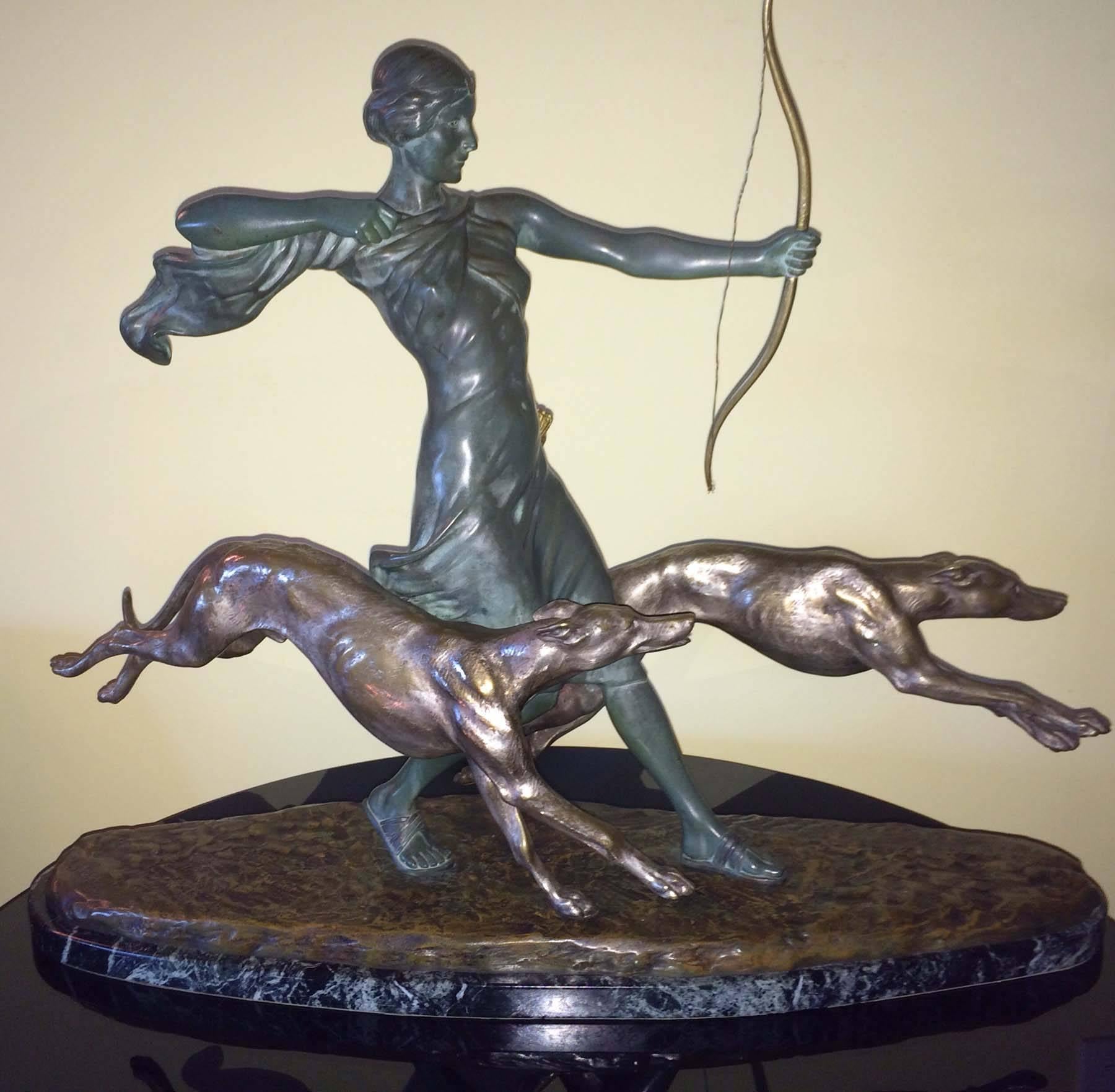 L. Riche Figurative Sculpture - Diana the Hunter