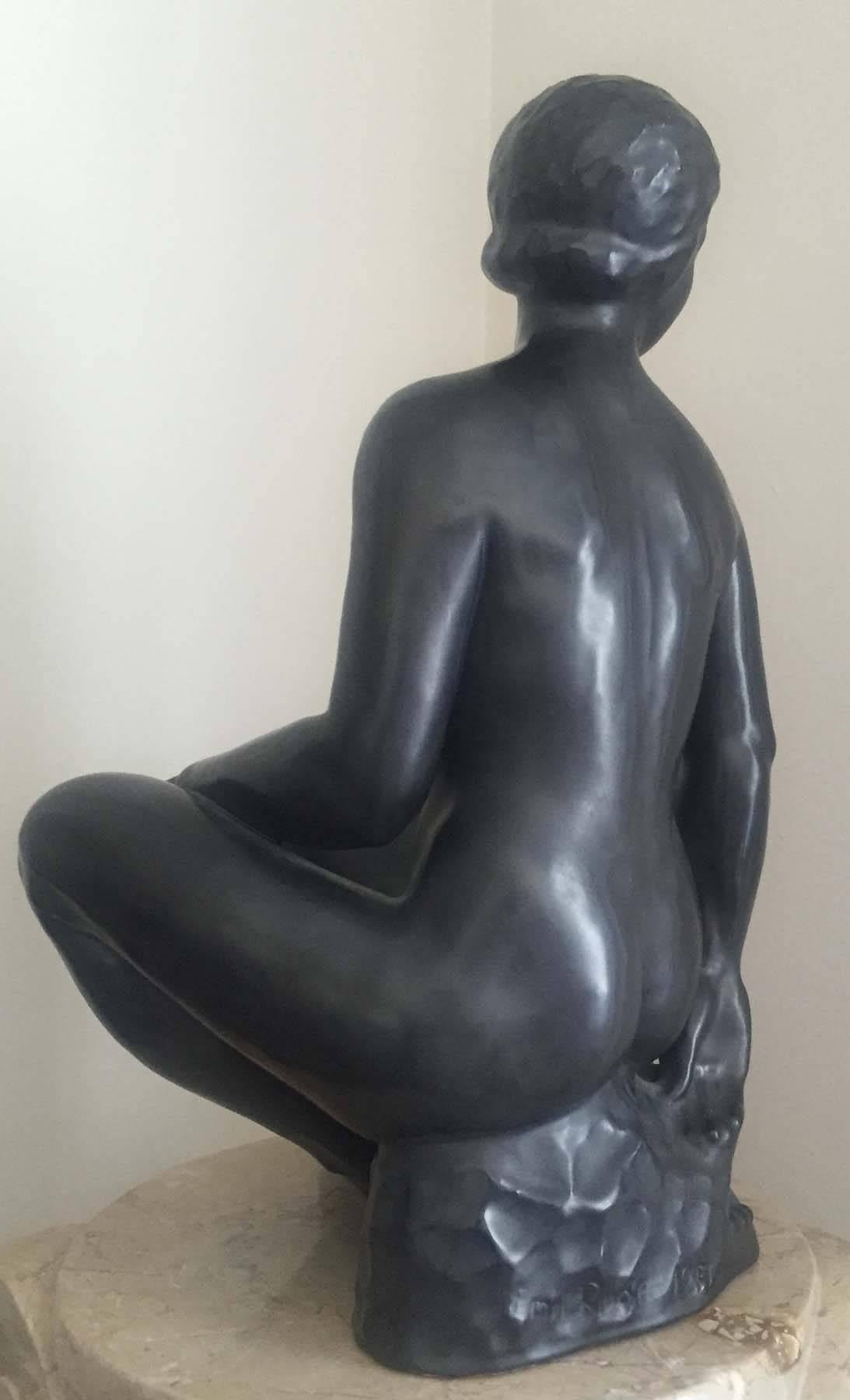 Seated Nude - Sculpture by Emil Ruge