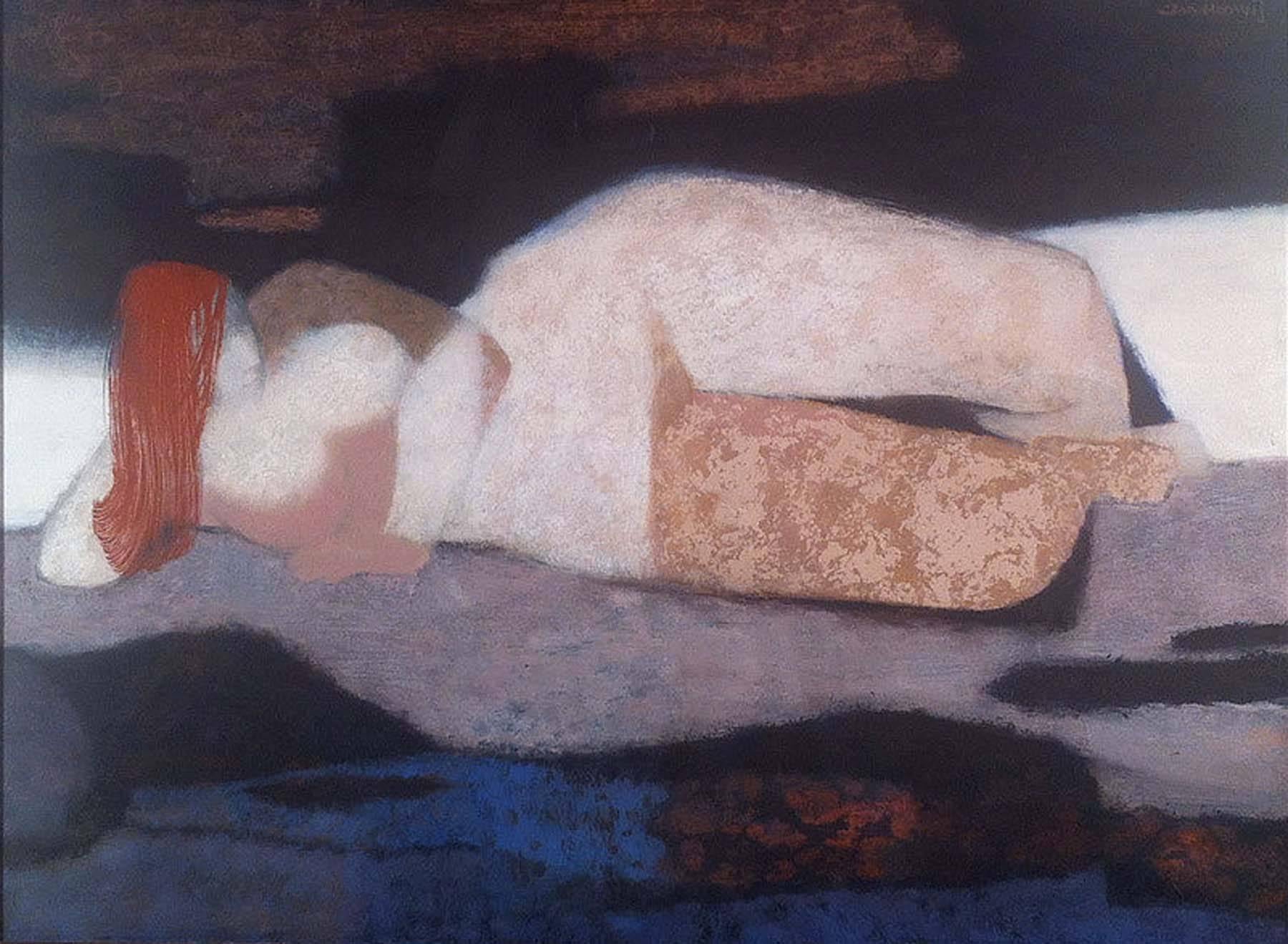 Jan Hoowij Figurative Painting - RECLINING NUDE