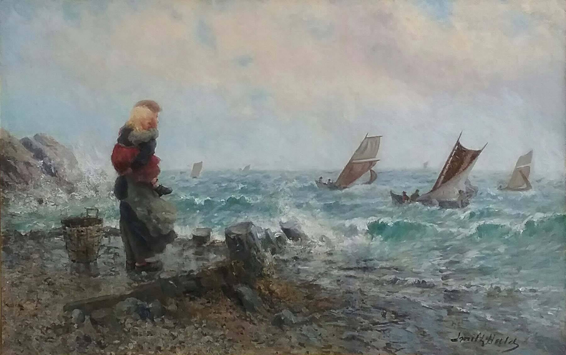 Fridjof Smith Hald Figurative Painting - LOOKING OUT TO SEA