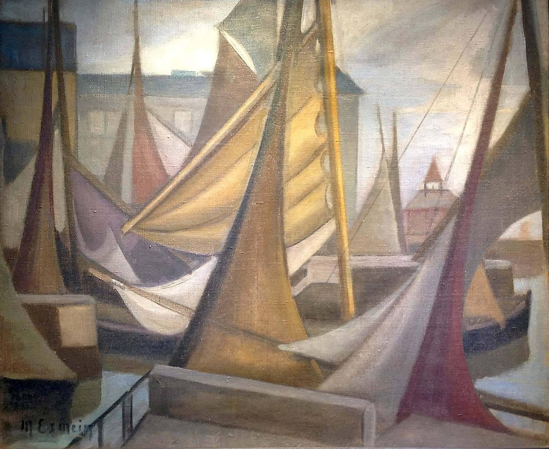 Maurice Esmein Figurative Painting - Sailboats