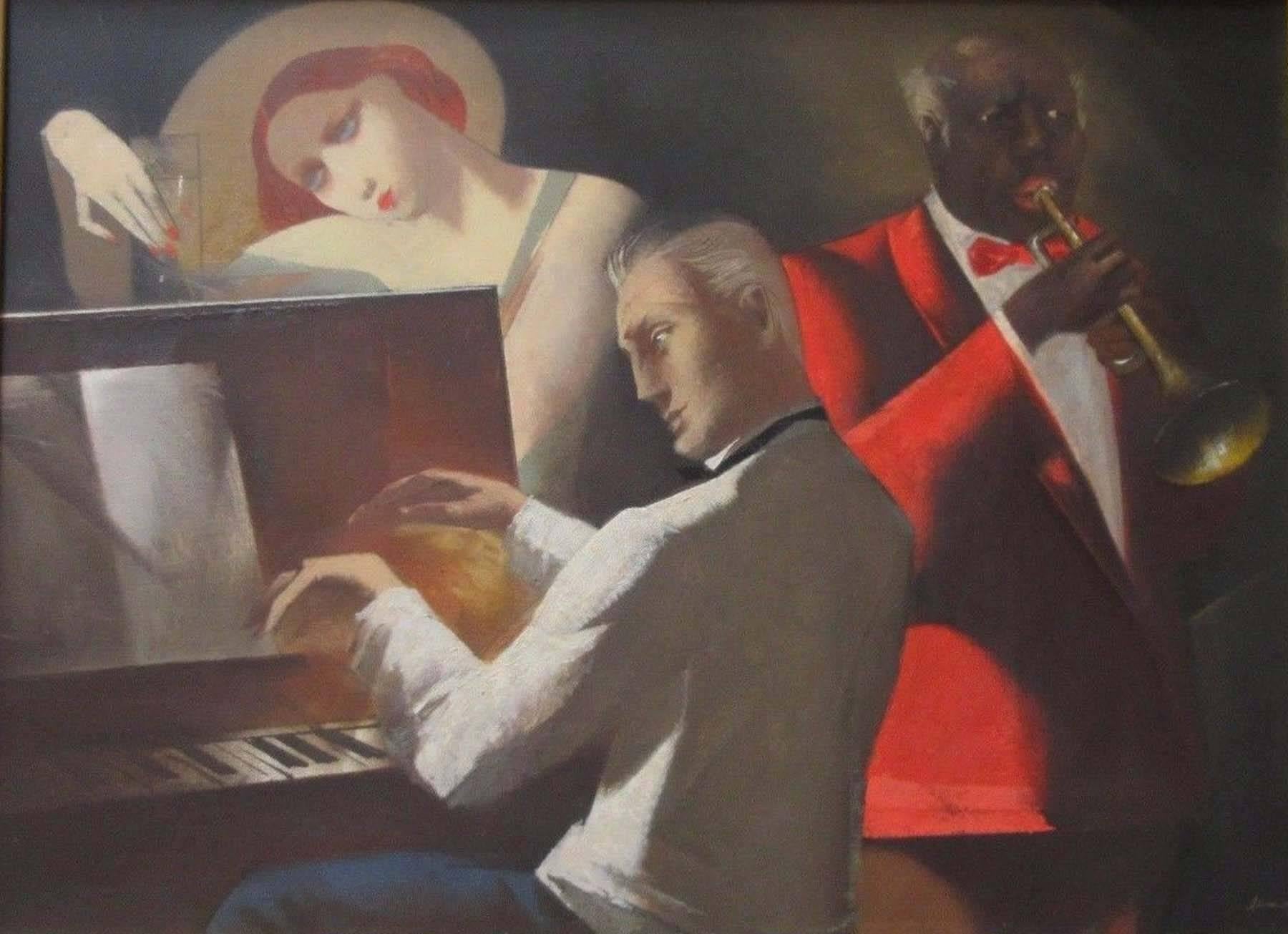 VLASOV ALEKSEY FYODOROVICH Figurative Painting - In Jazz Bar