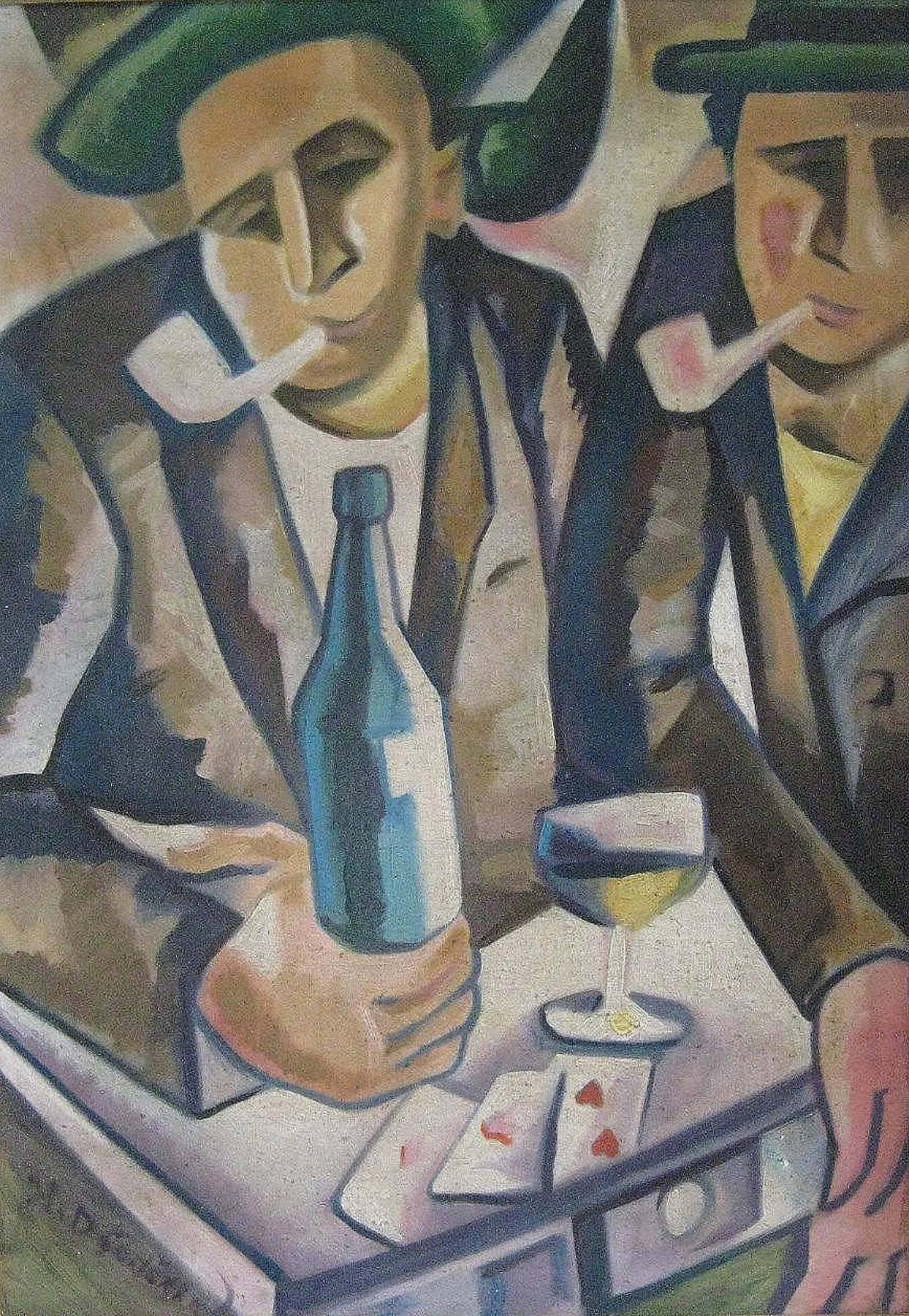 Unknown Figurative Painting - Card Players