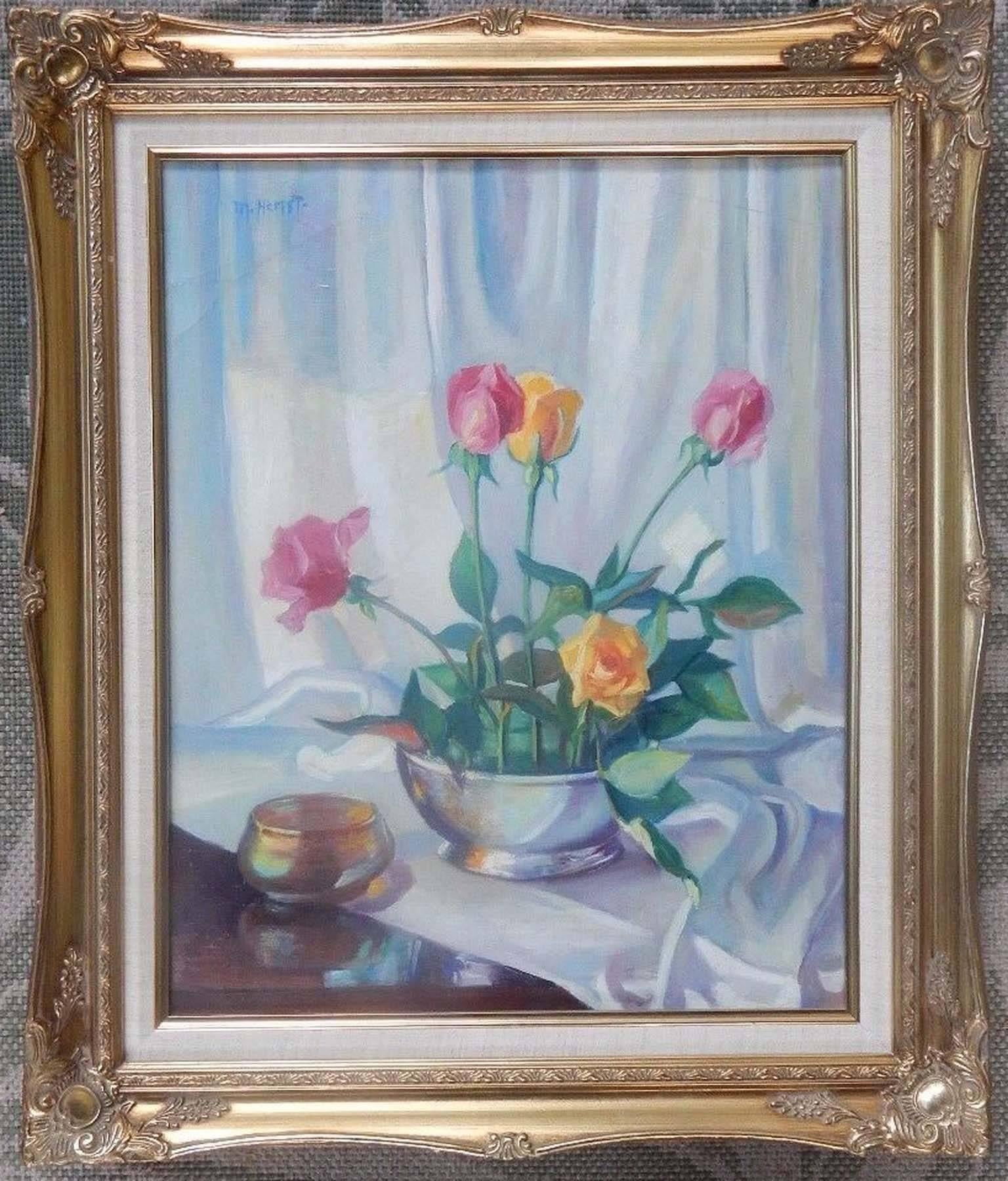 STILL LIFE WITH ROSES - Painting by MARTHA HERPST