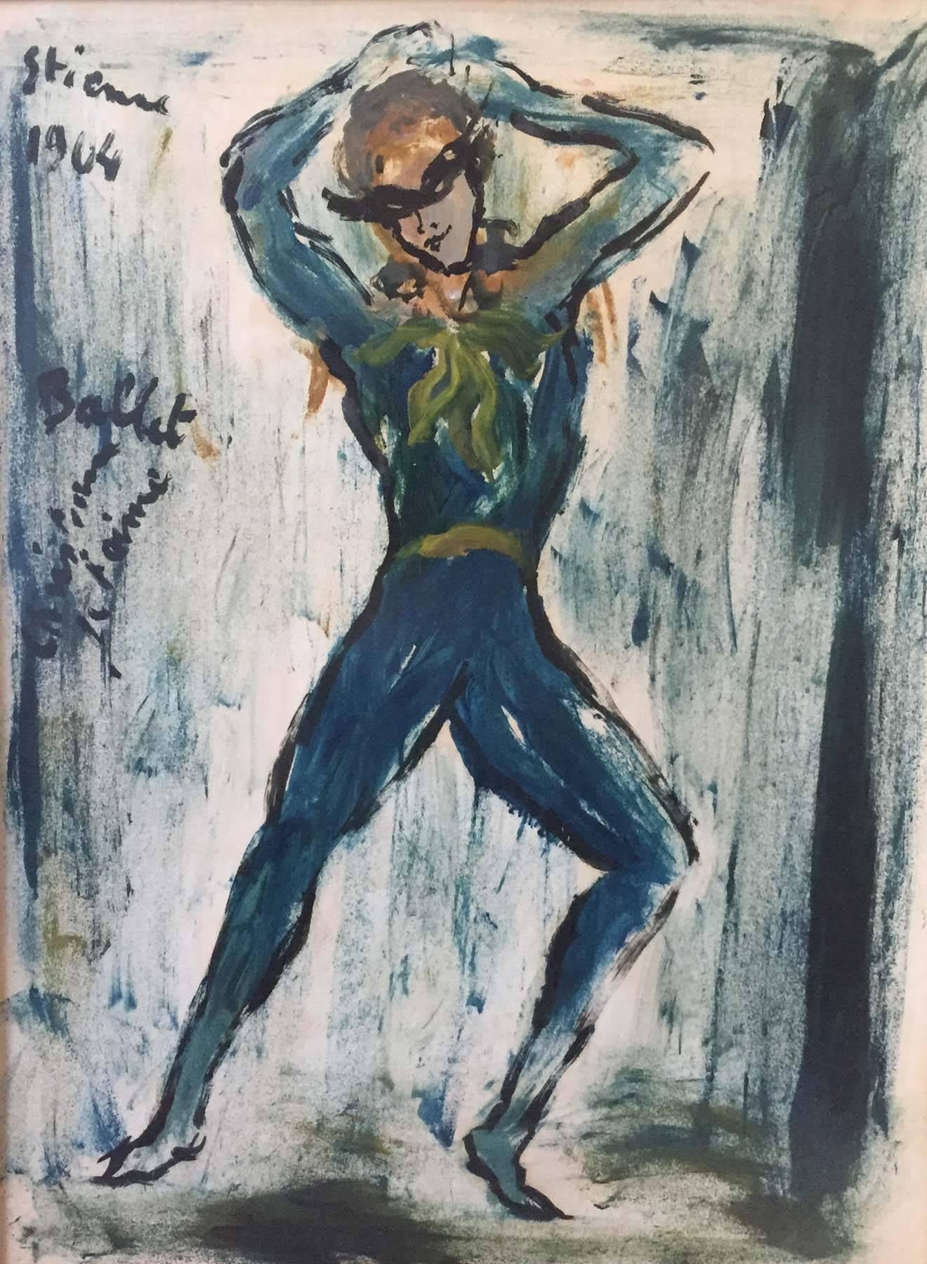 Ballet Dancers PAIR - Painting by Roger Etienne