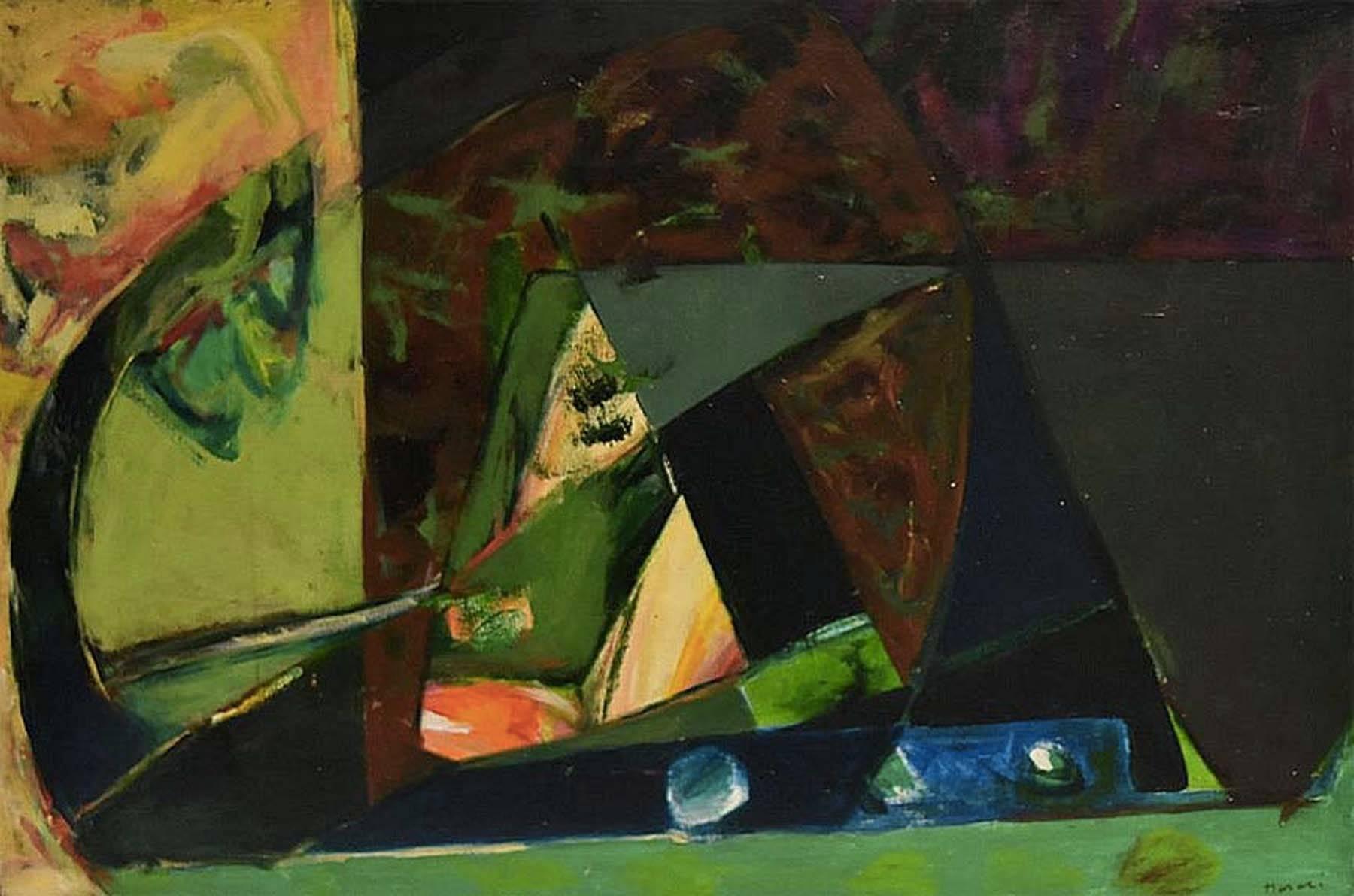 Hananiah Harari Abstract Painting - ABSTRACT COMPISITION