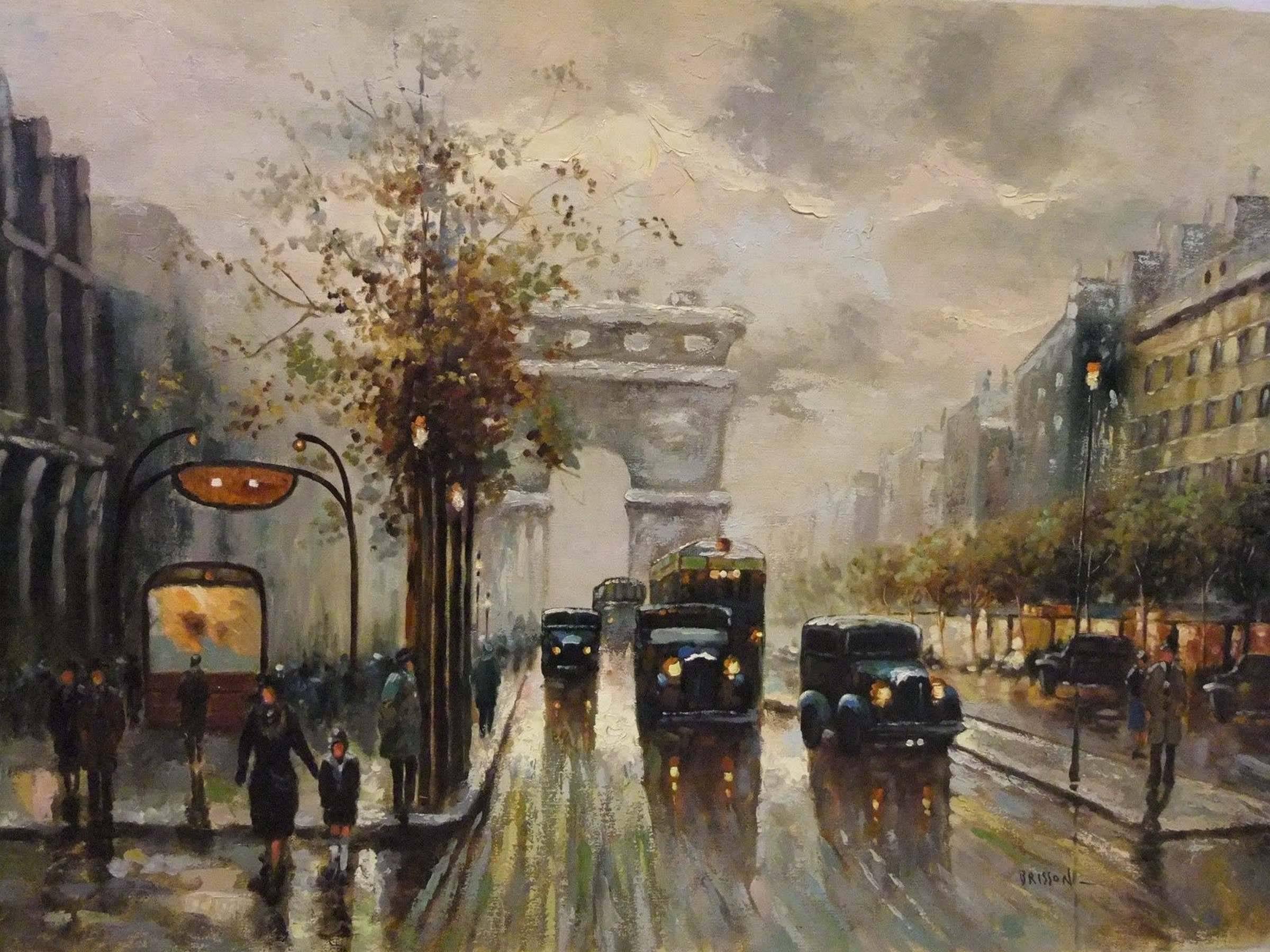 Marcel Brisson Figurative Painting - Paris, Arc de Triomphe 