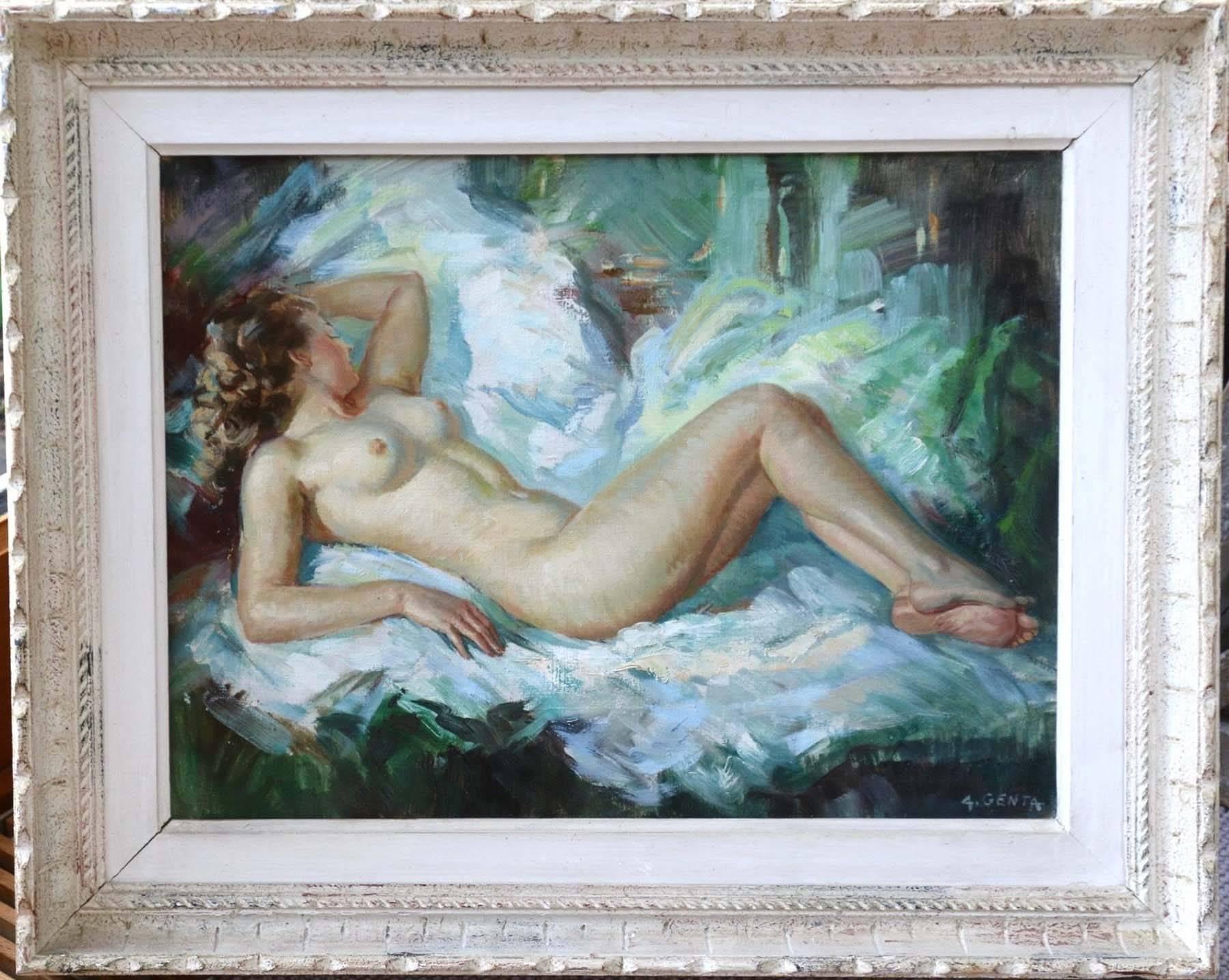 Resting Nude - Painting by Albert Genta