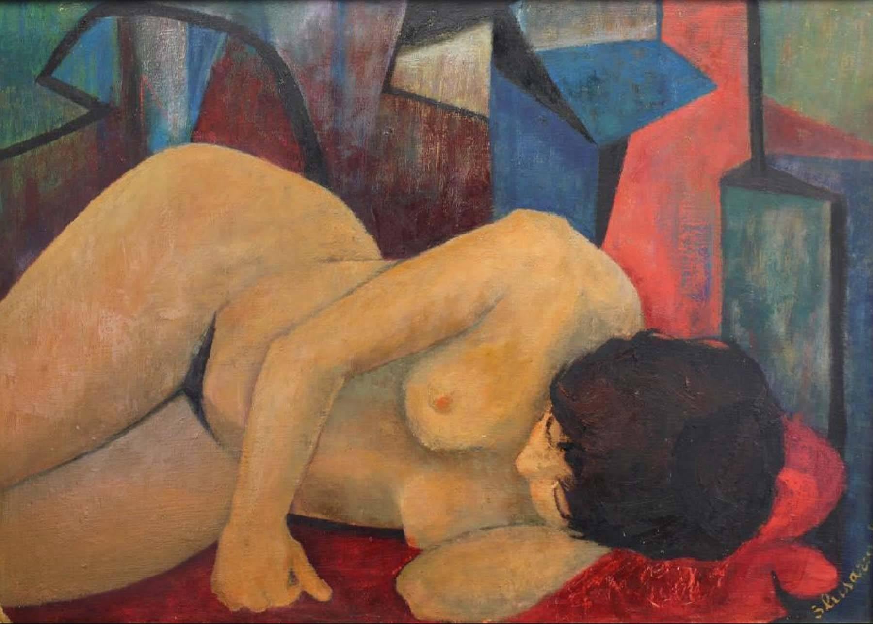 Olga Slusarczyk Figurative Painting - Lounging Nude