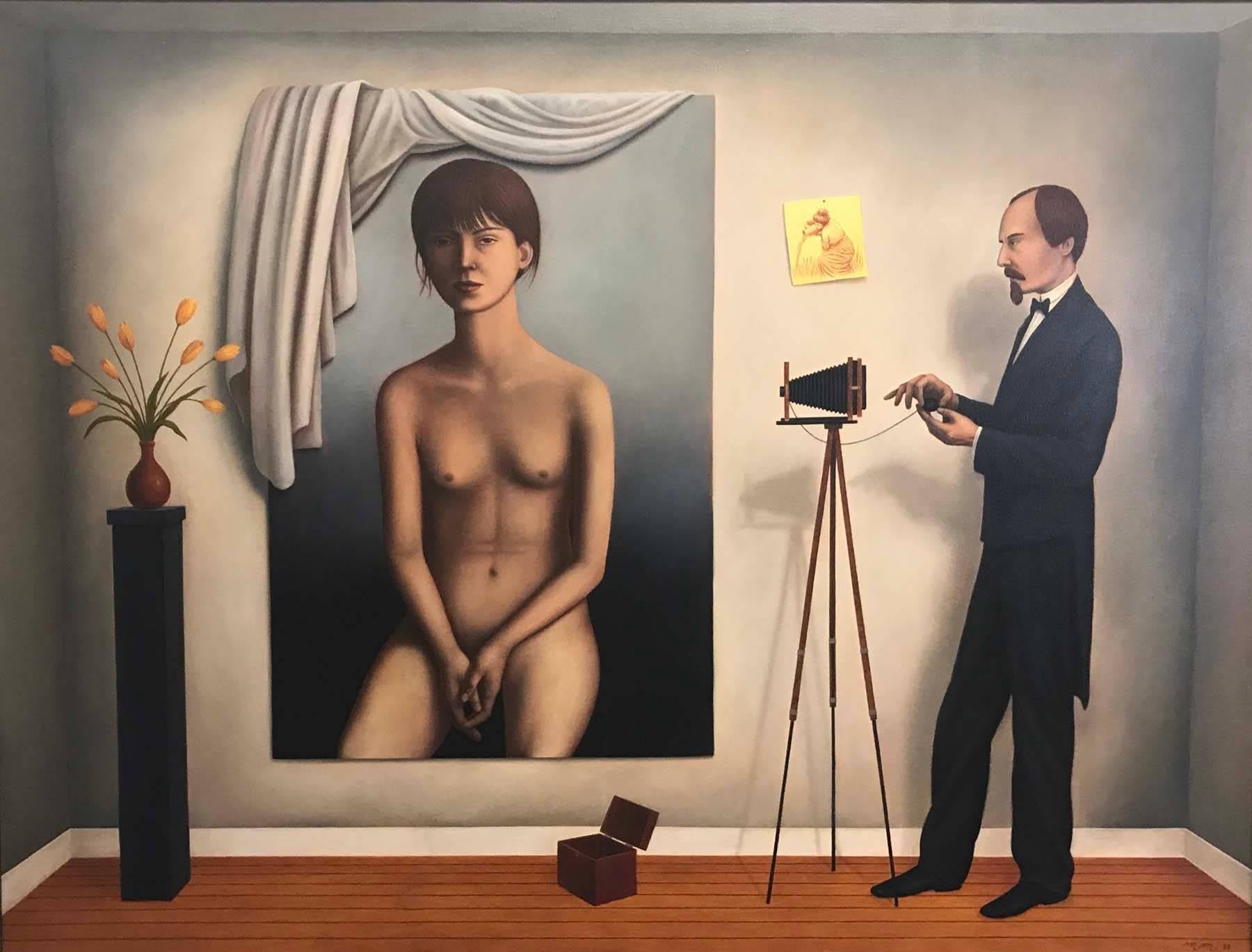 Martin Maddox Figurative Painting - Portrait of a Young Woman