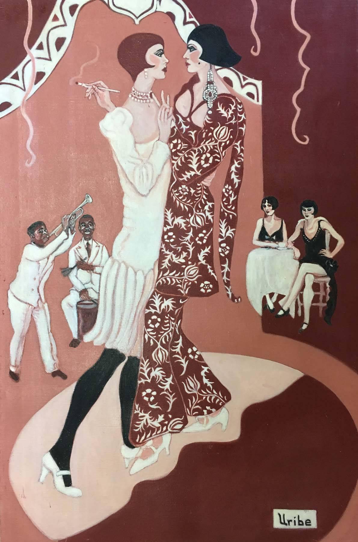 Unknown Figurative Painting - Dance Club