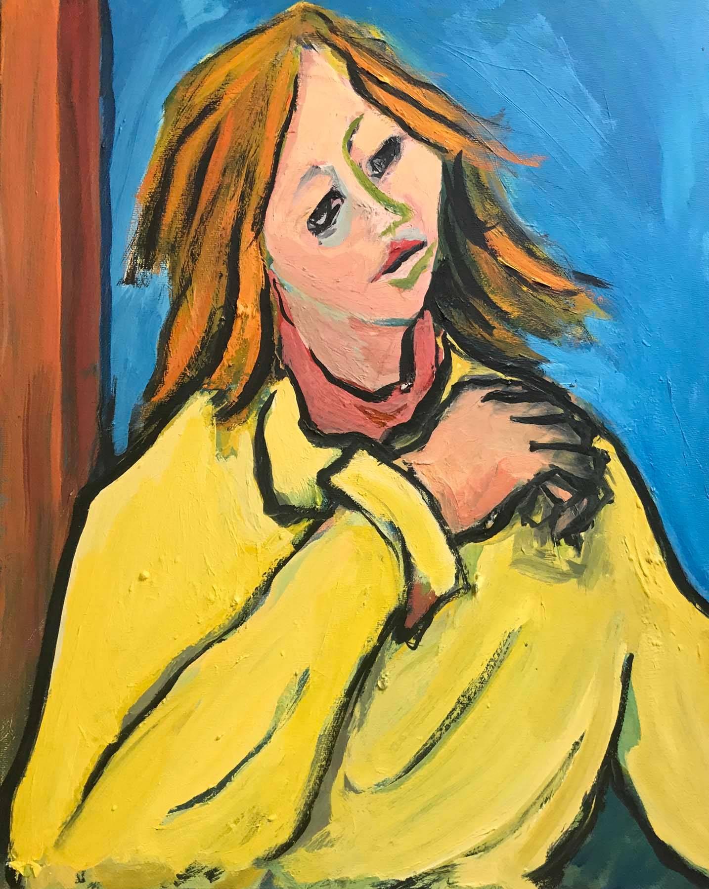Fay Singer Portrait Painting - Yellow Sweater