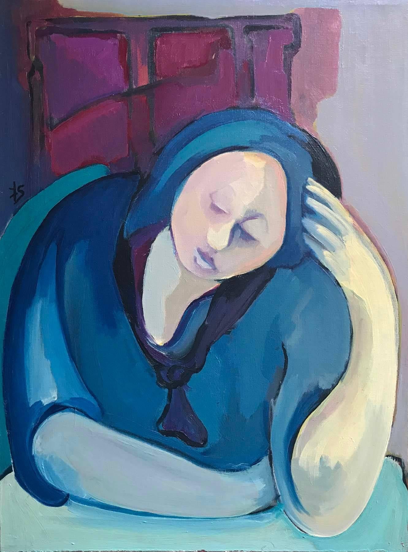 Fay Singer Portrait Painting - Woman in  Blue