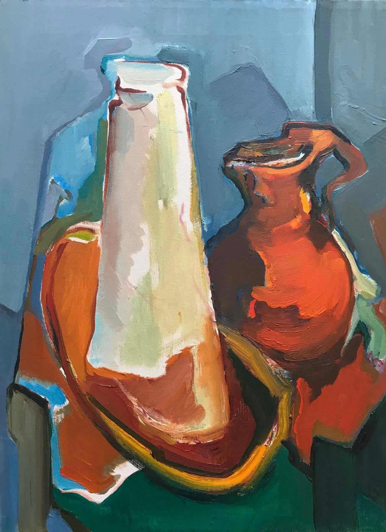 Fay Singer Figurative Painting - STILL LIFE WITH RED JUG