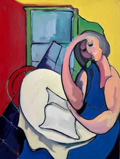 WOMAN IN BLUE READING