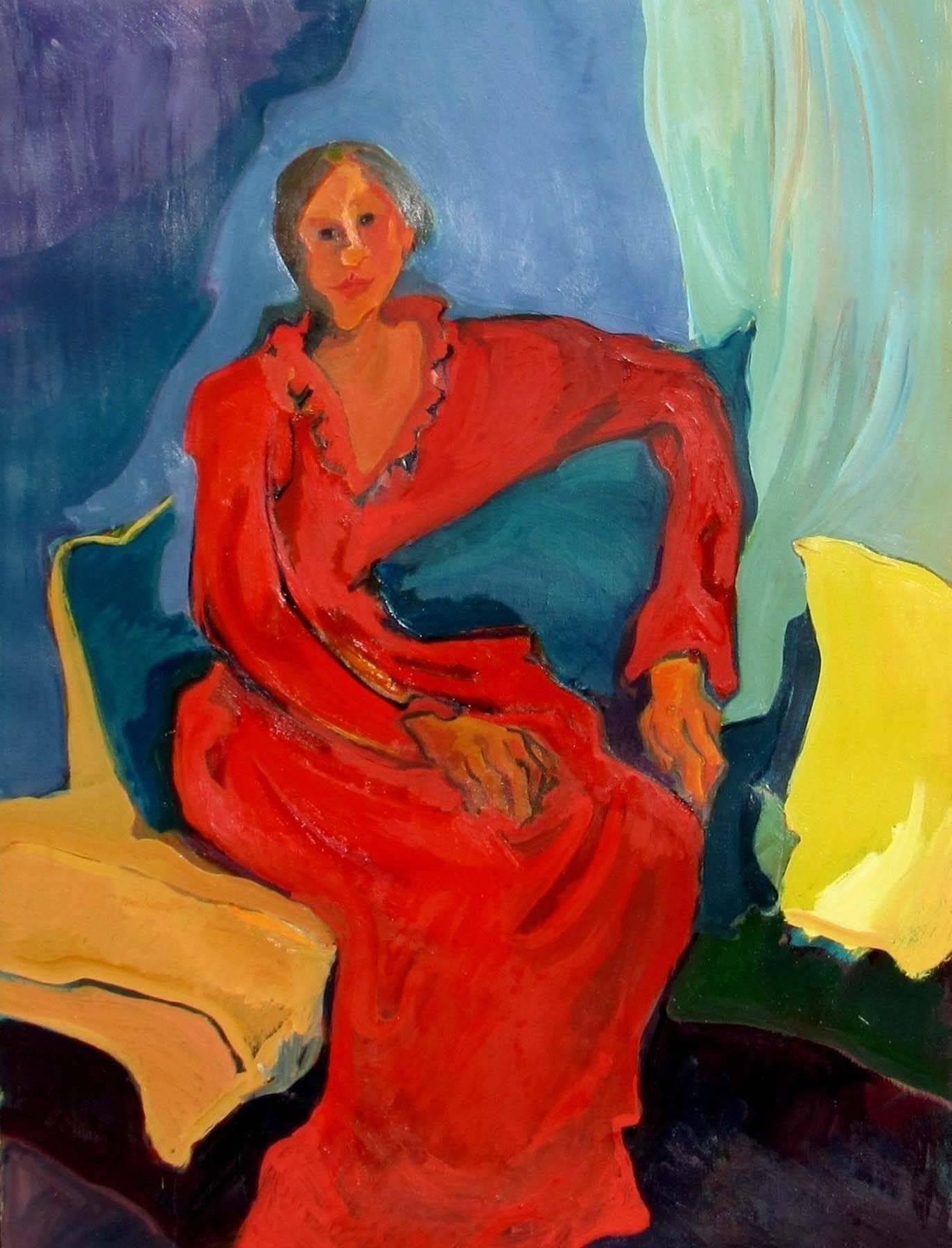 Fay Singer Portrait Painting - Lady in Red Dress