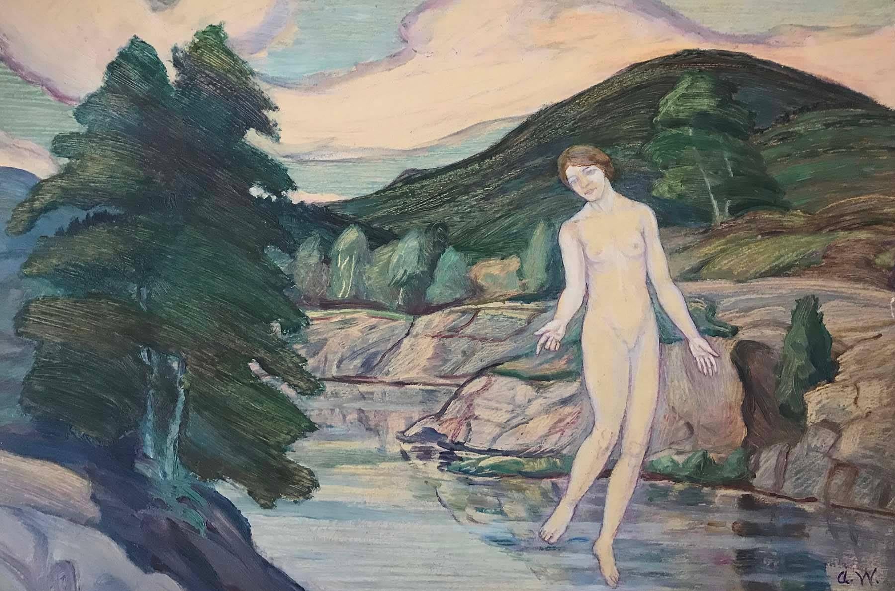Adele Watson Figurative Painting - LADY OF THE LAKE