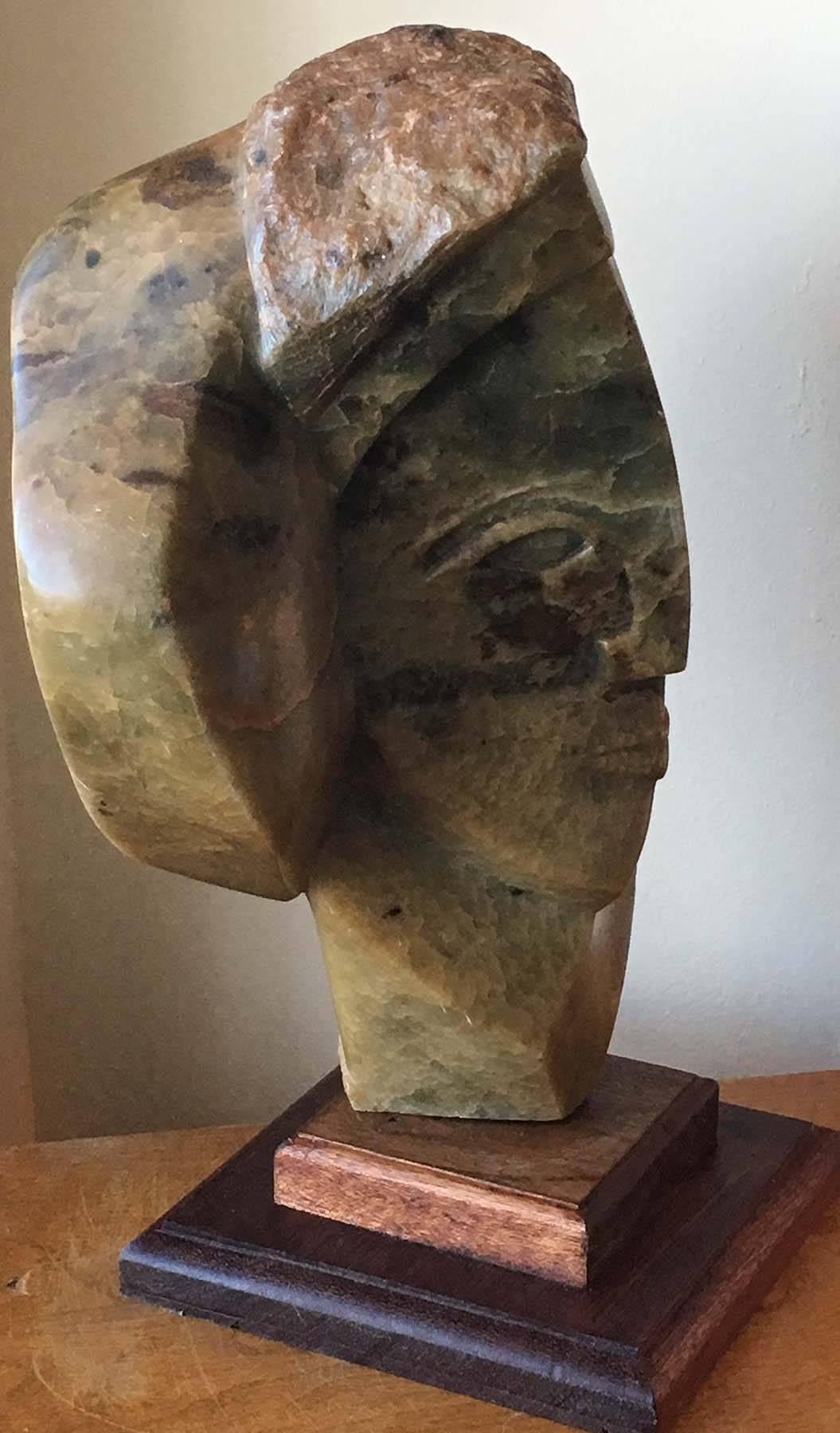 Cubist Head - Sculpture by Charles Bertram Johnson