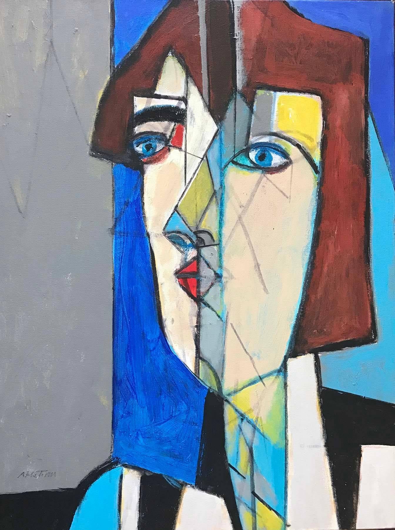 Ronald Ahlstrom Figurative Painting - Cubist Portrait