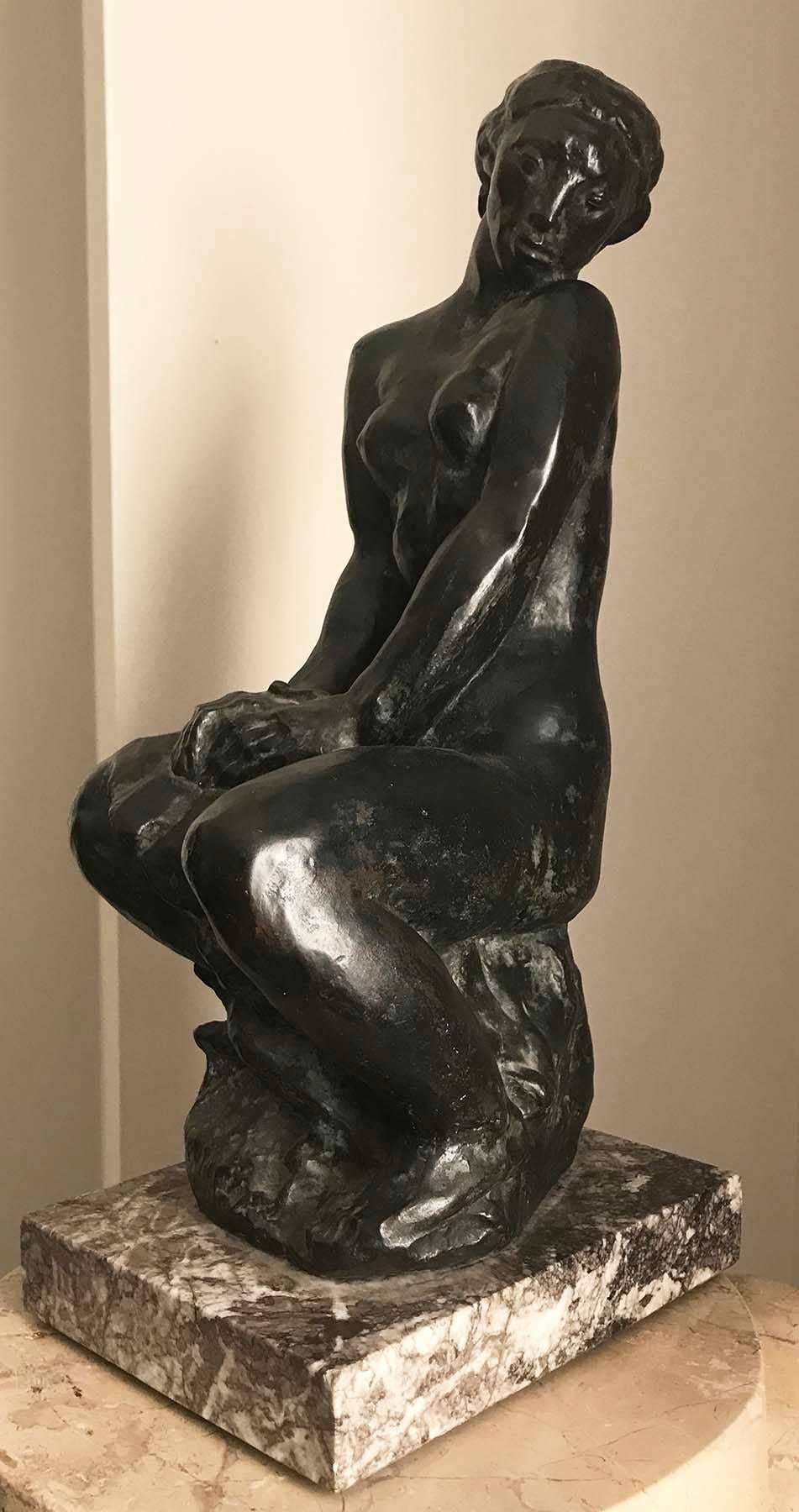 Troiano Troiani Figurative Sculpture - Seated Nude