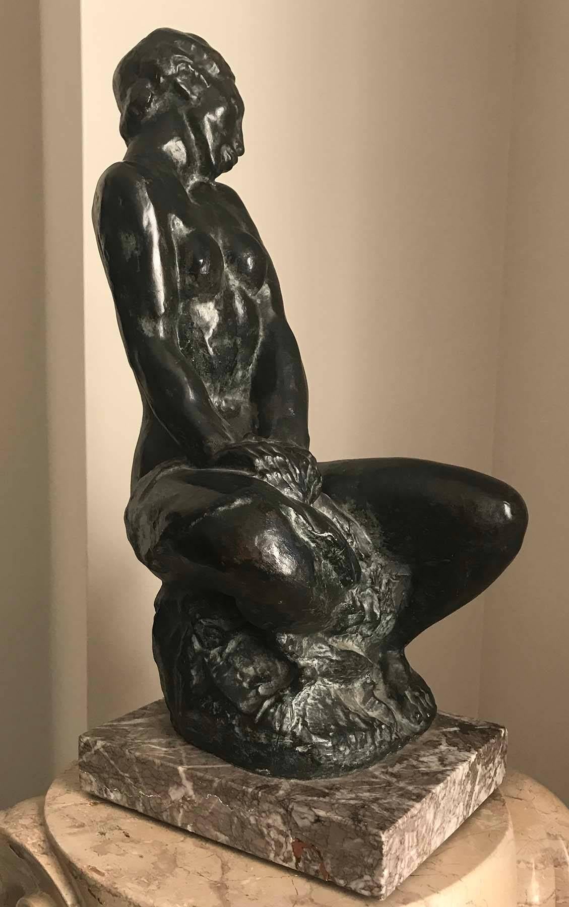 Seated Nude - Sculpture by Troiano Troiani