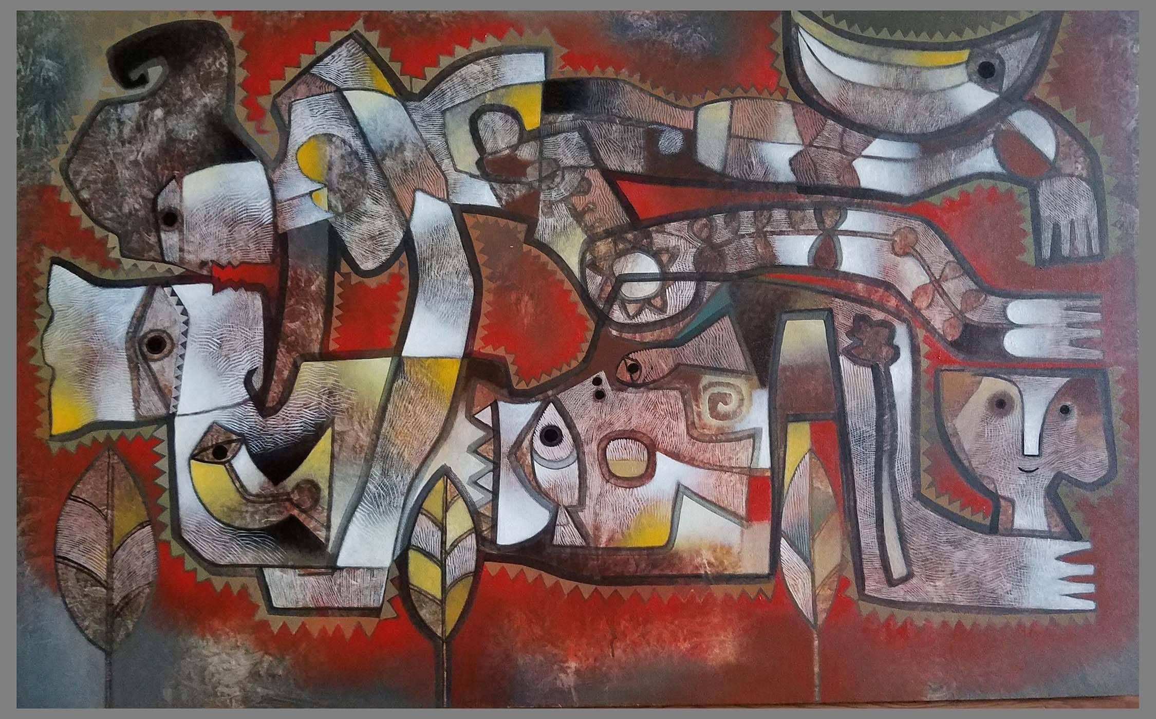 Figurative Painting Orestes Gaulhiac - AMANTES